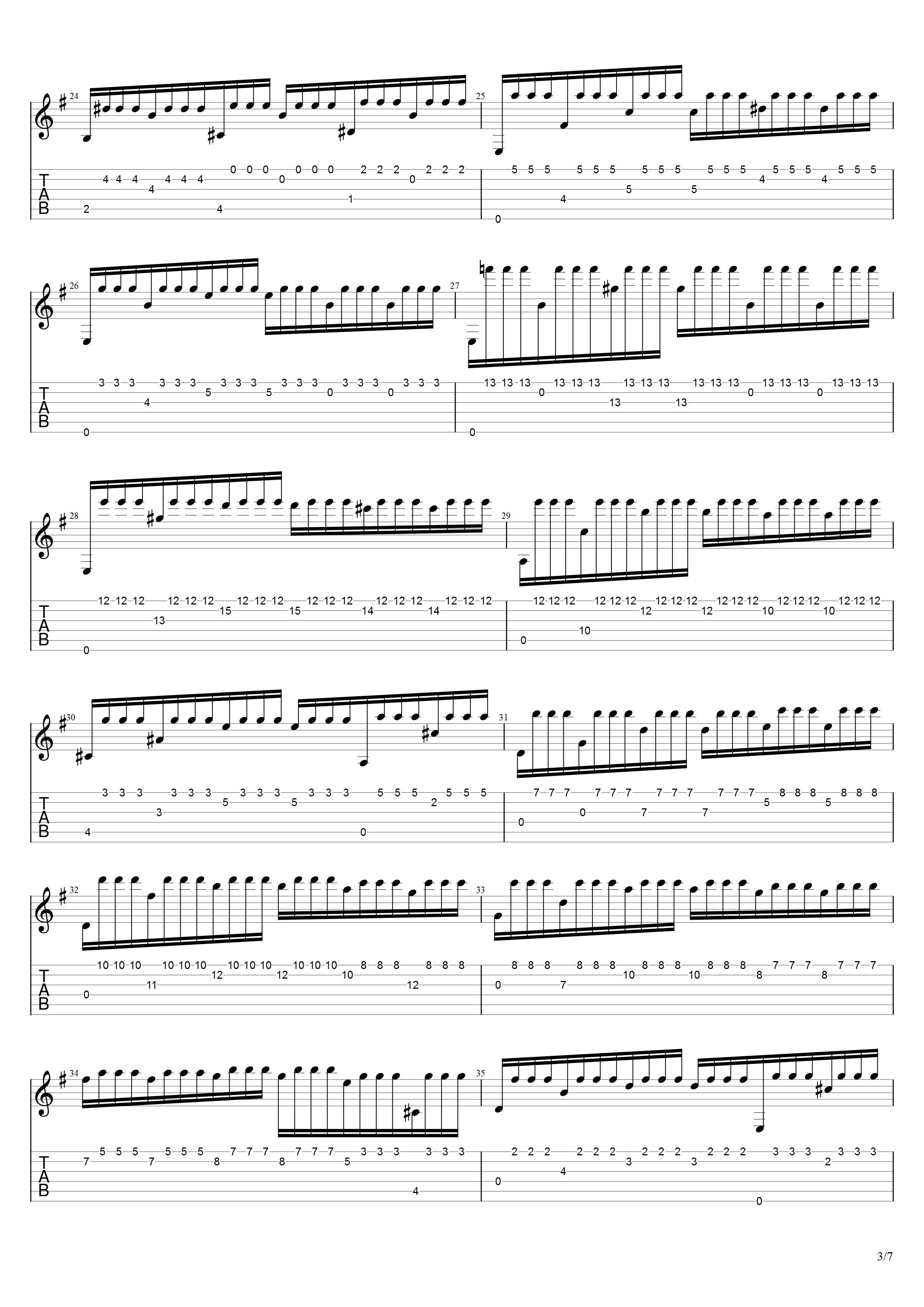 巴里奥斯《最后的颤音》吉他谱G调吉他指弹独奏谱_考级十级