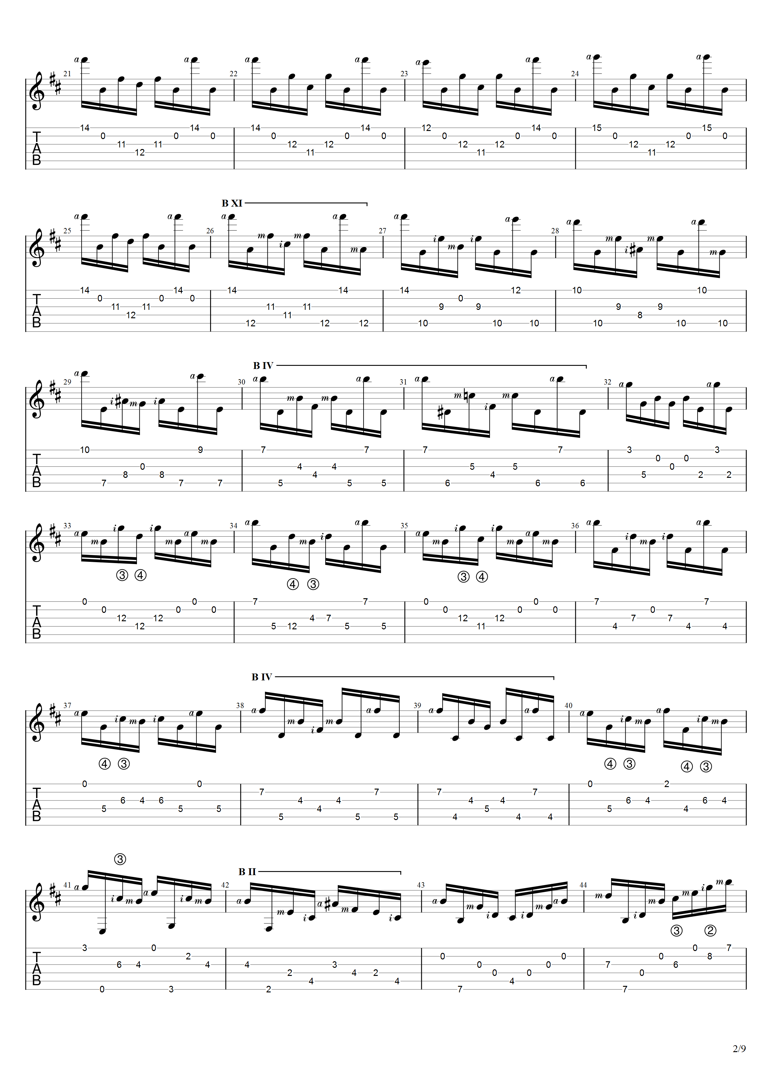 巴里奥斯《大圣堂》吉他谱D调吉他指弹独奏谱