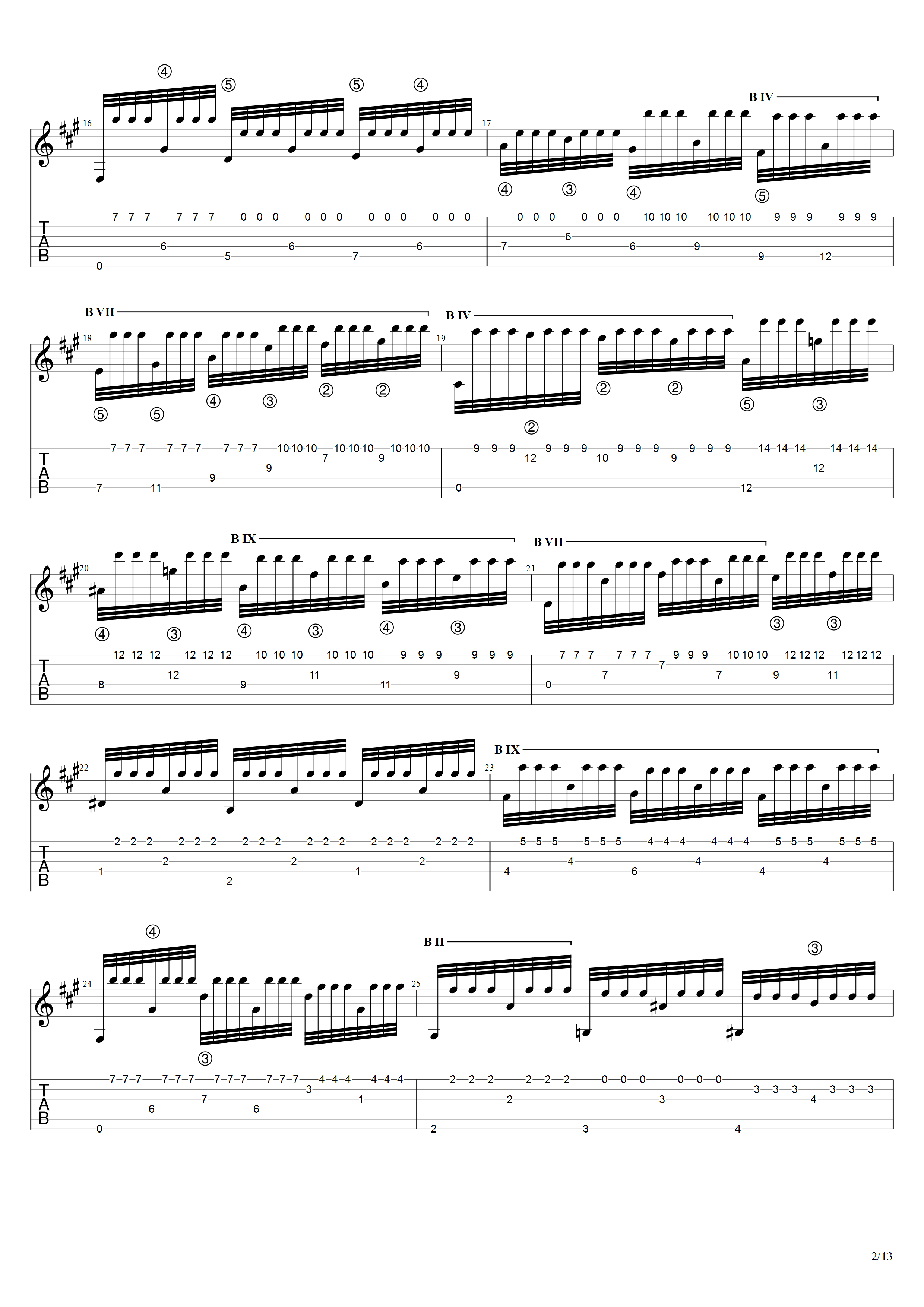 巴里奥斯《沉思》吉他谱C调吉他指弹独奏谱_考级十级