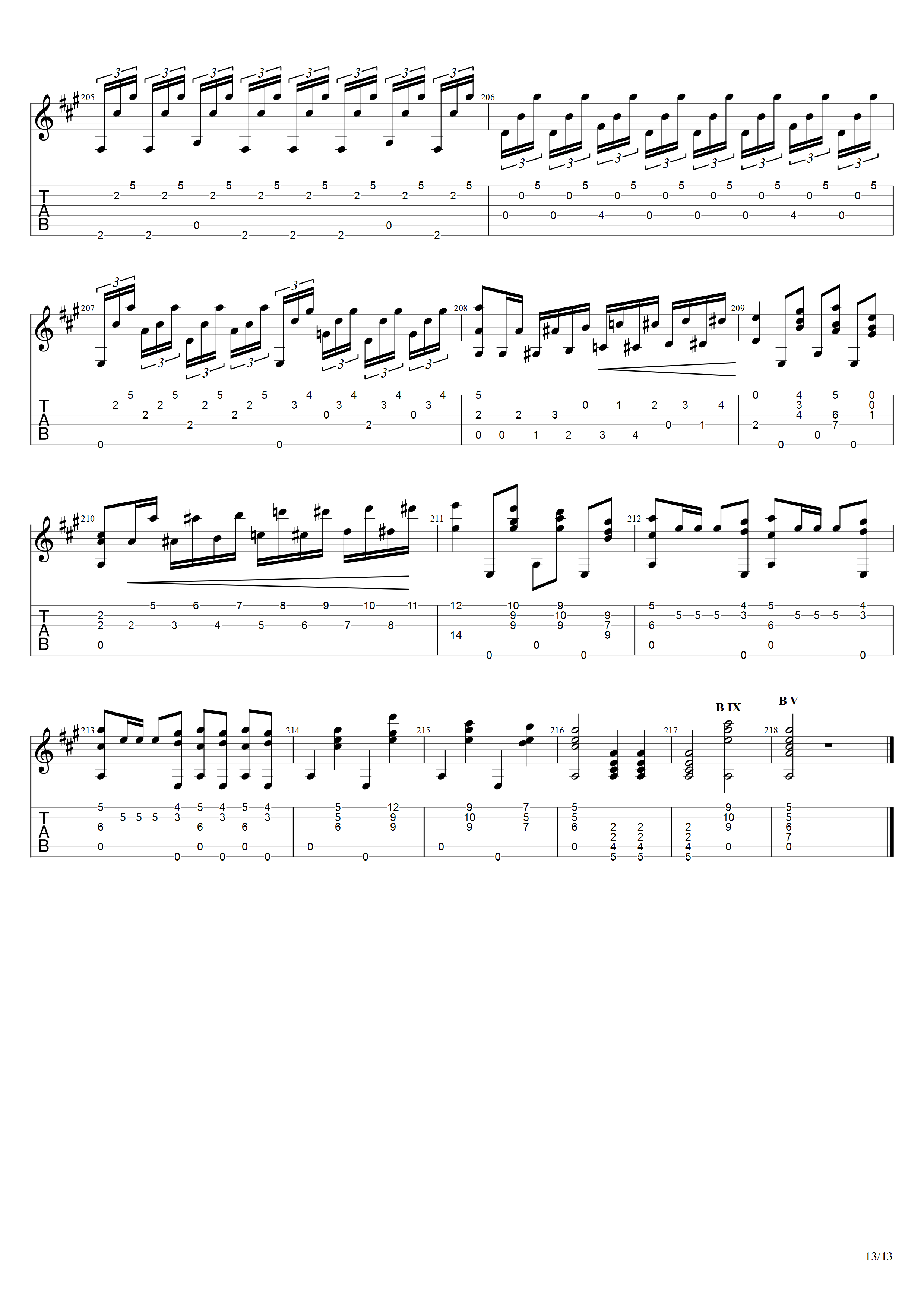 朱利亚尼《大序曲》吉他谱C调吉他指弹独奏谱_考级九级