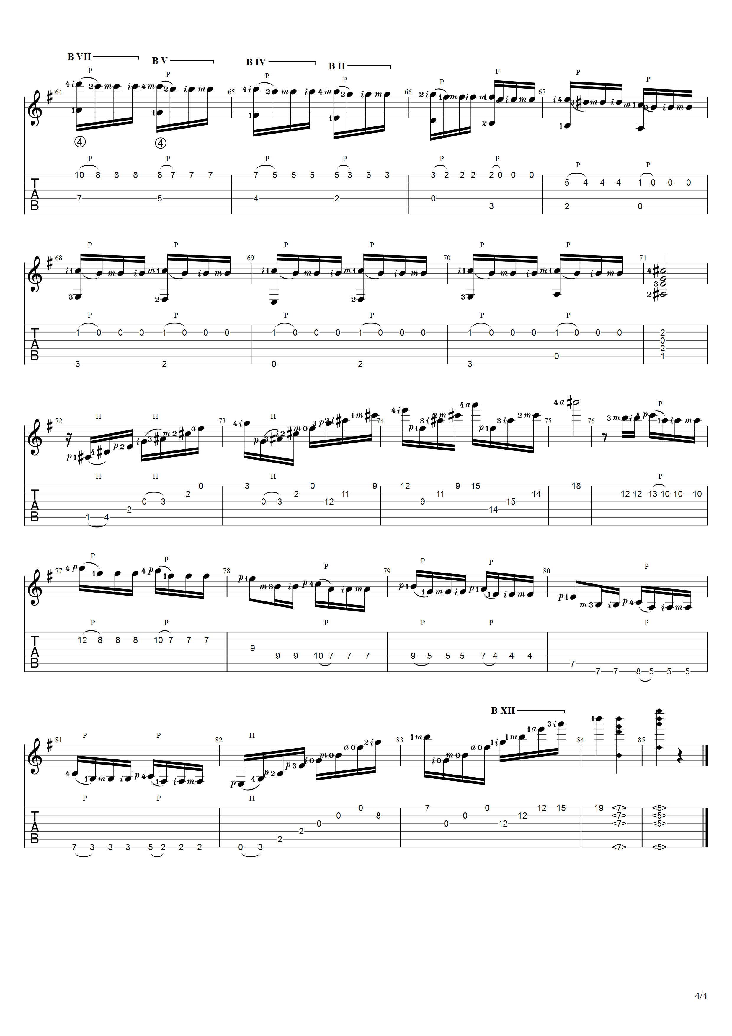 萨格雷拉斯《蜂鸟》吉他谱G调吉他指弹独奏谱_考级六级