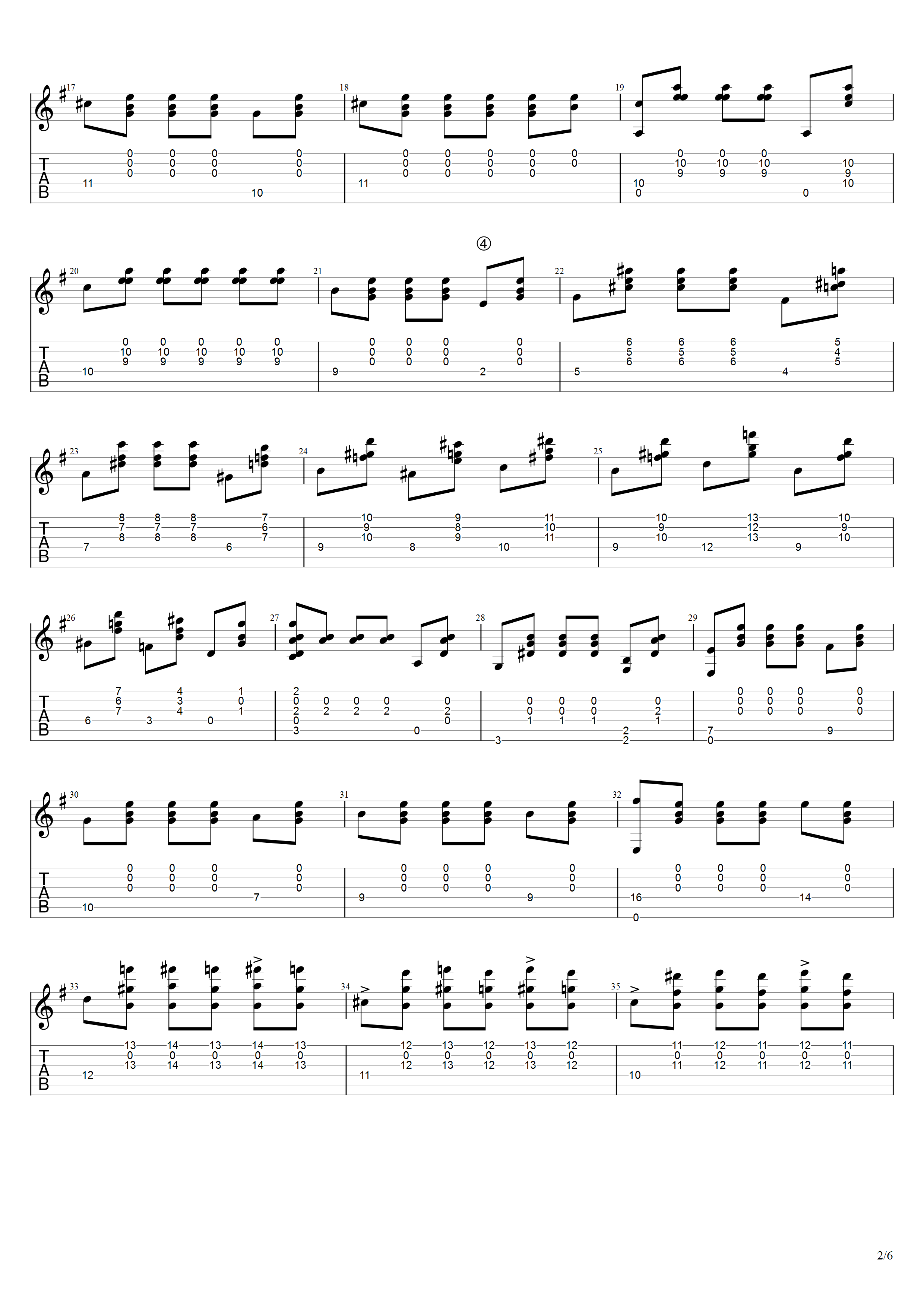 罗伯斯《前奏曲第一号》吉他谱G调吉他指弹独奏谱_考级六级