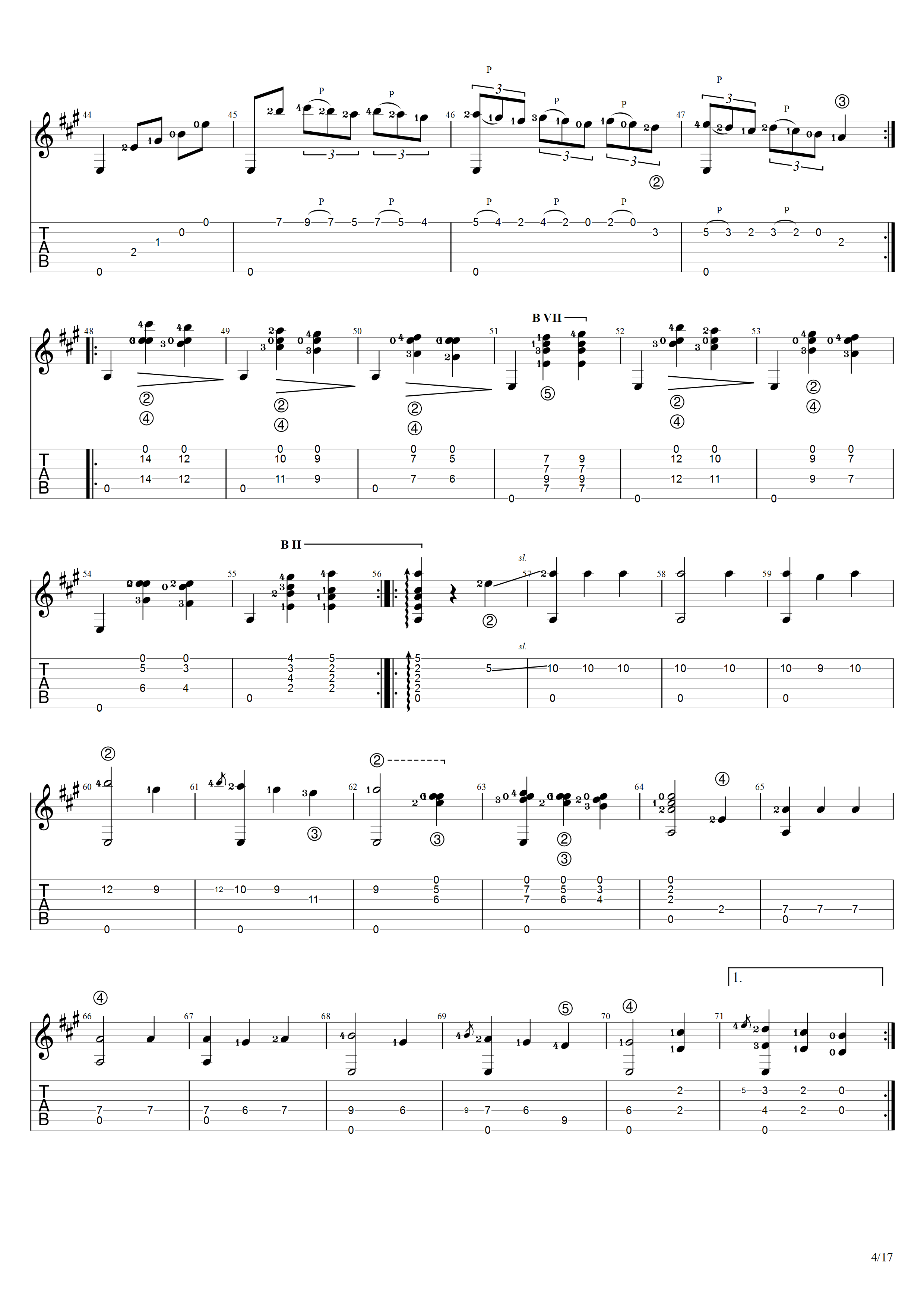 泰勒加《大霍塔》吉他谱C调吉他指弹独奏谱_考级十级