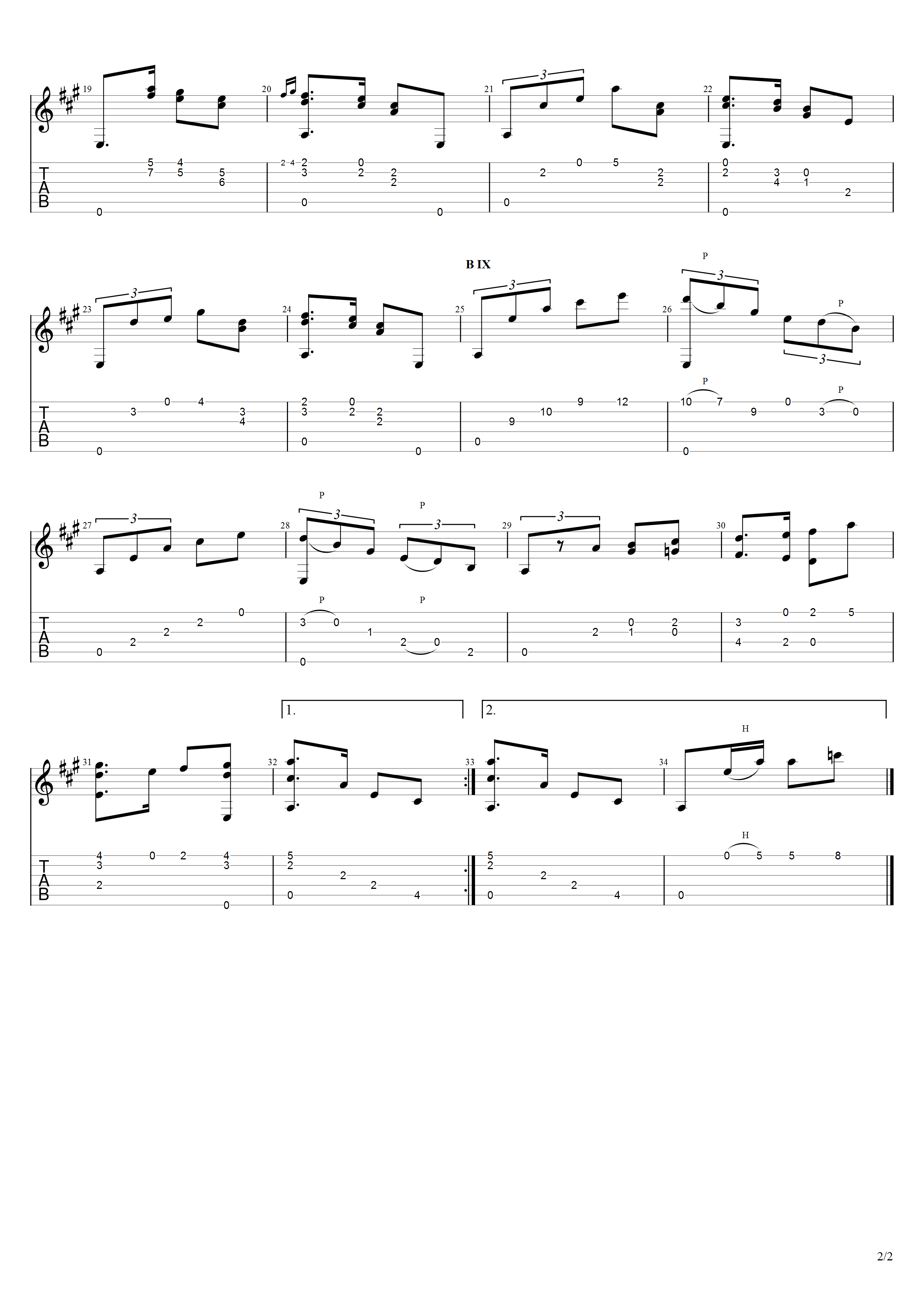 J.Ferrery《探戈第三号》吉他谱C调吉他指弹独奏谱_考级四级