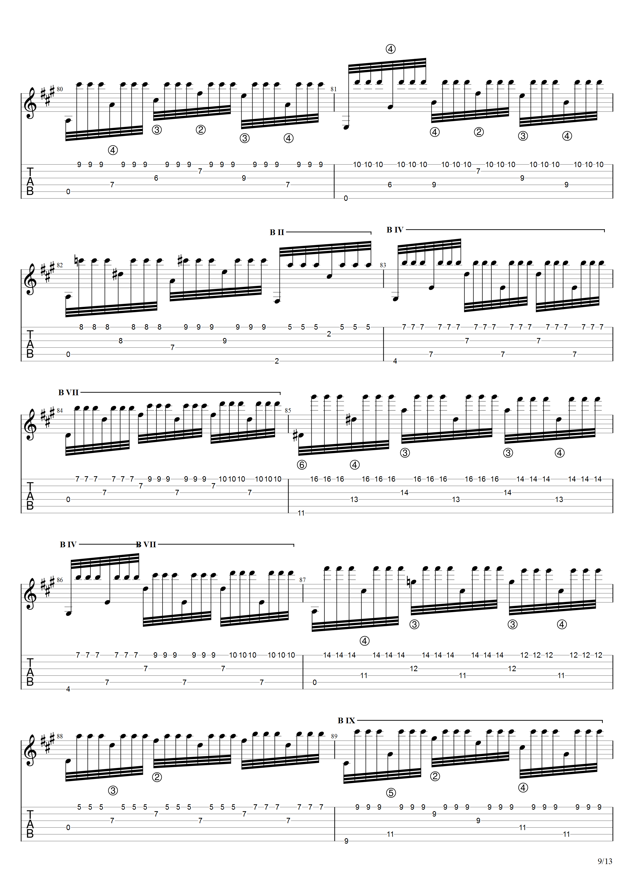 巴里奥斯《沉思》吉他谱C调吉他指弹独奏谱_考级十级