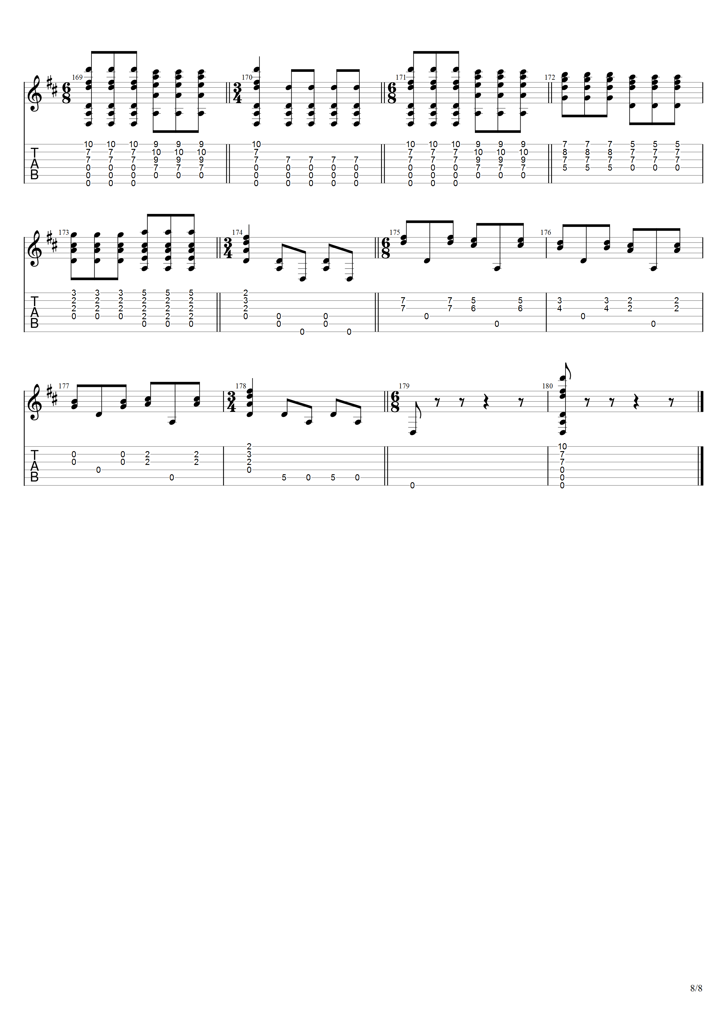 叶佩斯《卡那里欧斯舞曲》吉他谱D调吉他指弹独奏谱_考级八级