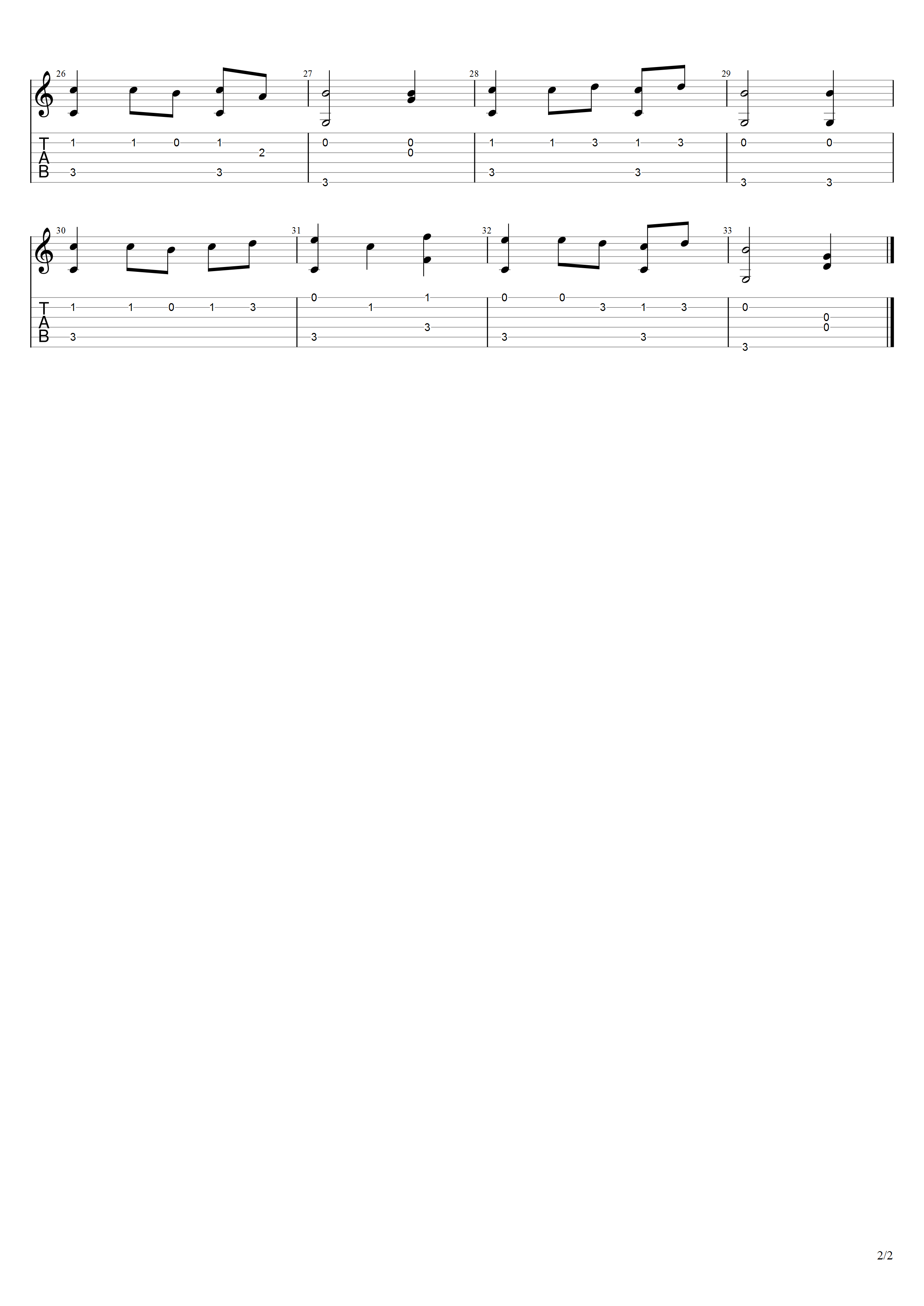 拉吉伯《街头之歌（二重奏）》吉他谱C调吉他指弹独奏谱