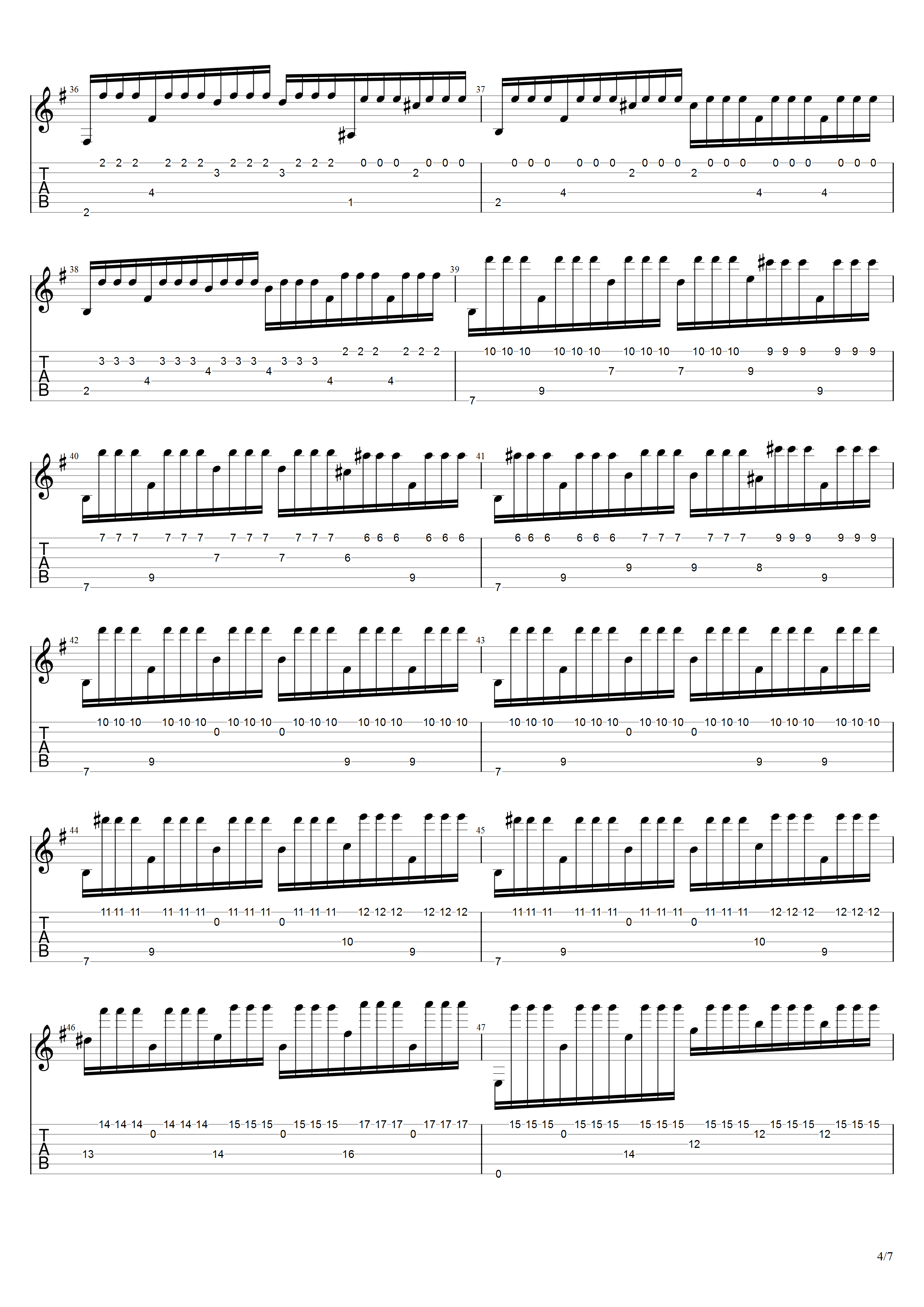 巴里奥斯《最后的颤音》吉他谱G调吉他指弹独奏谱_考级十级