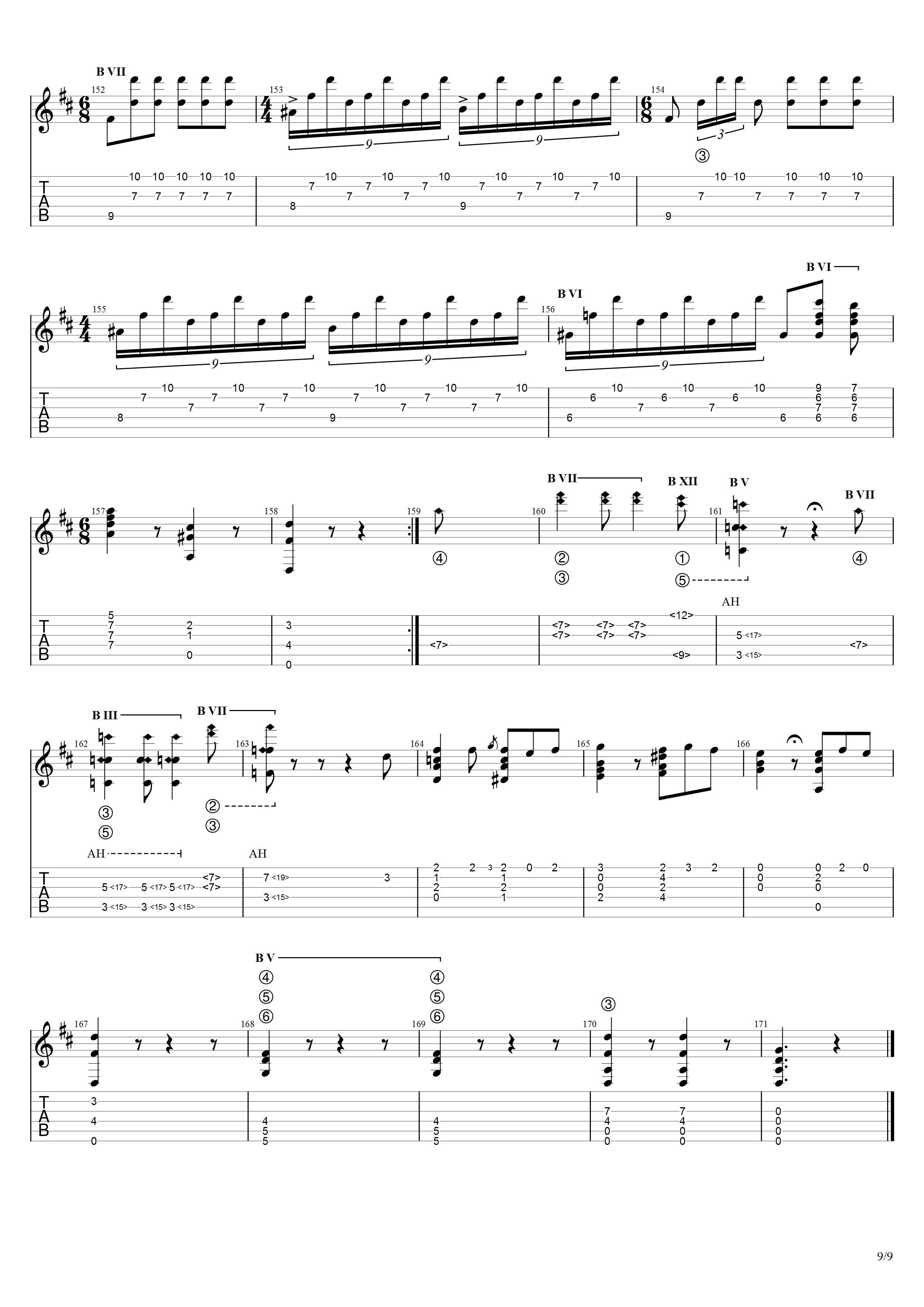 索尔《马可波罗主题与变奏曲》吉他谱D调吉他指弹独奏谱_考级八级