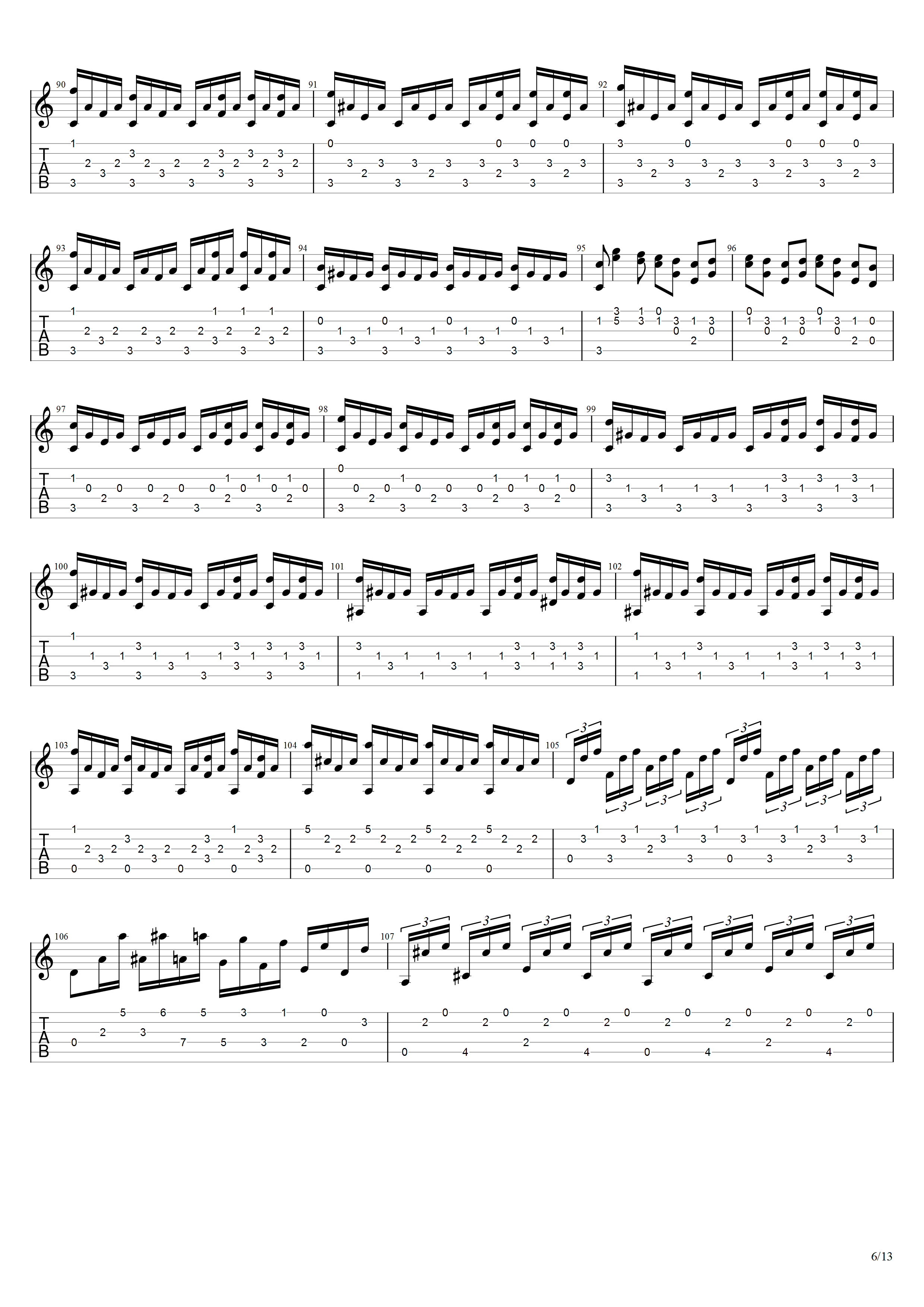 朱利亚尼《大序曲》吉他谱C调吉他指弹独奏谱_考级九级