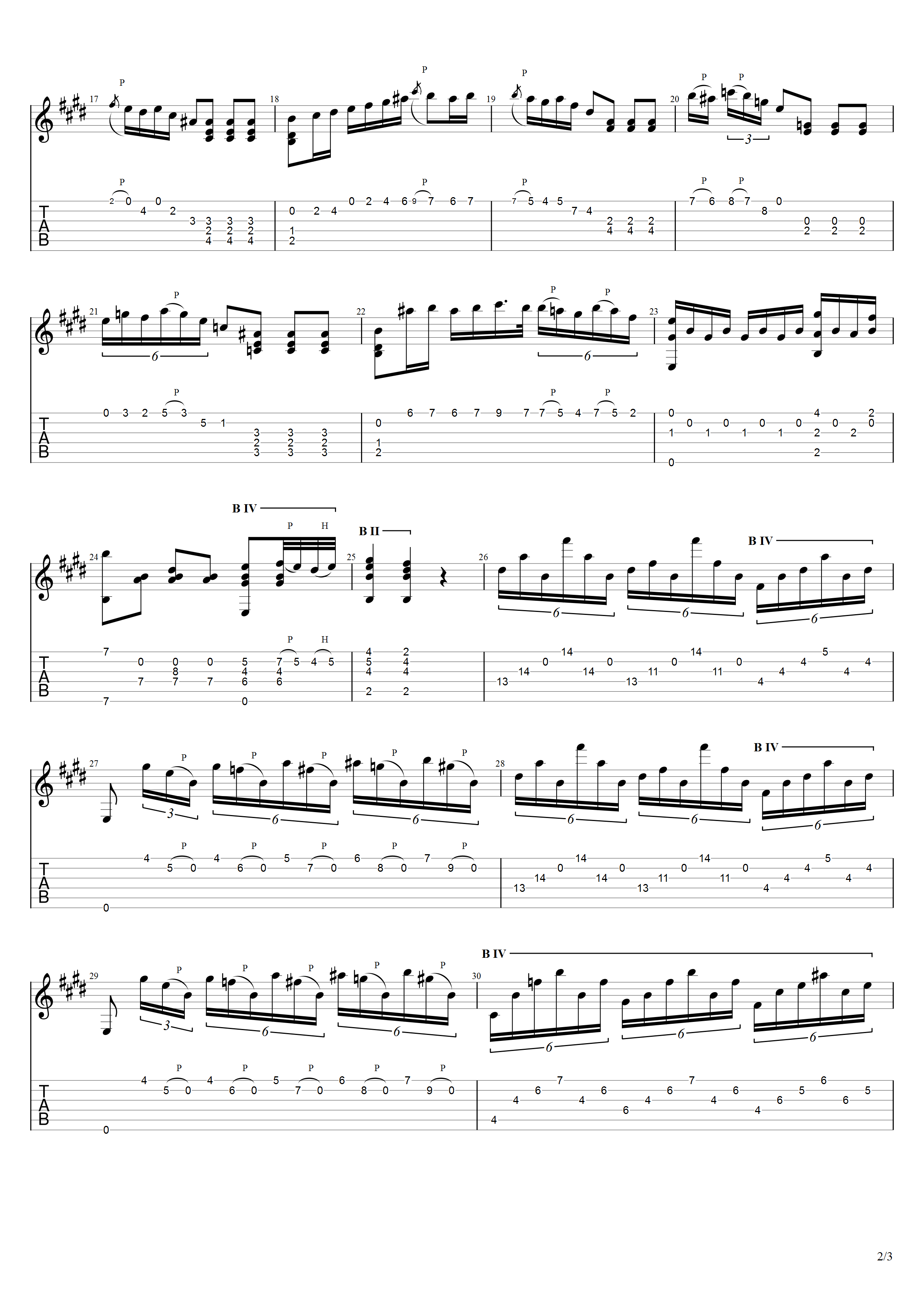 索尔《E大调小步舞曲》吉他谱E调吉他指弹独奏谱