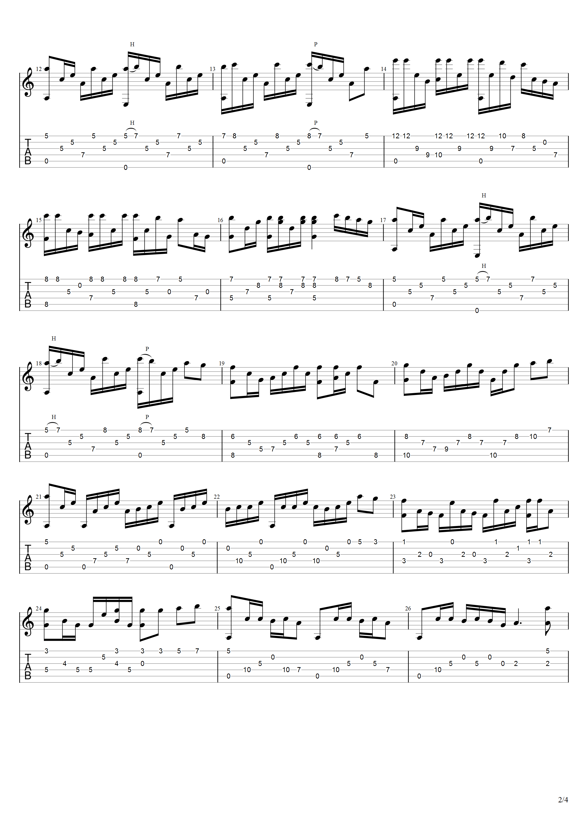 Aguilar《孩子》吉他谱C调吉他指弹独奏谱_考级五级