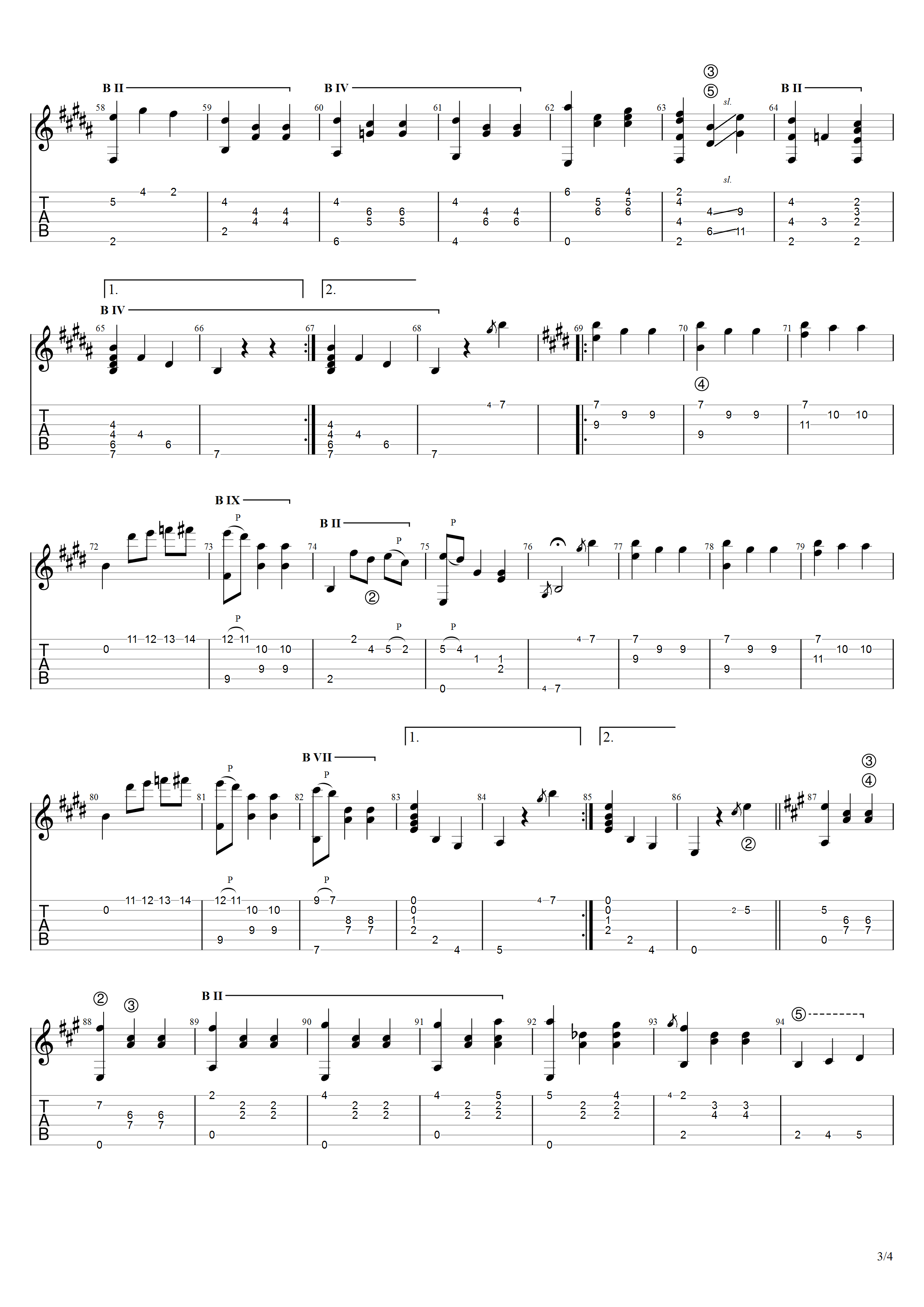 泰勒加《大圆舞曲》吉他谱A调吉他指弹独奏谱_考级五级