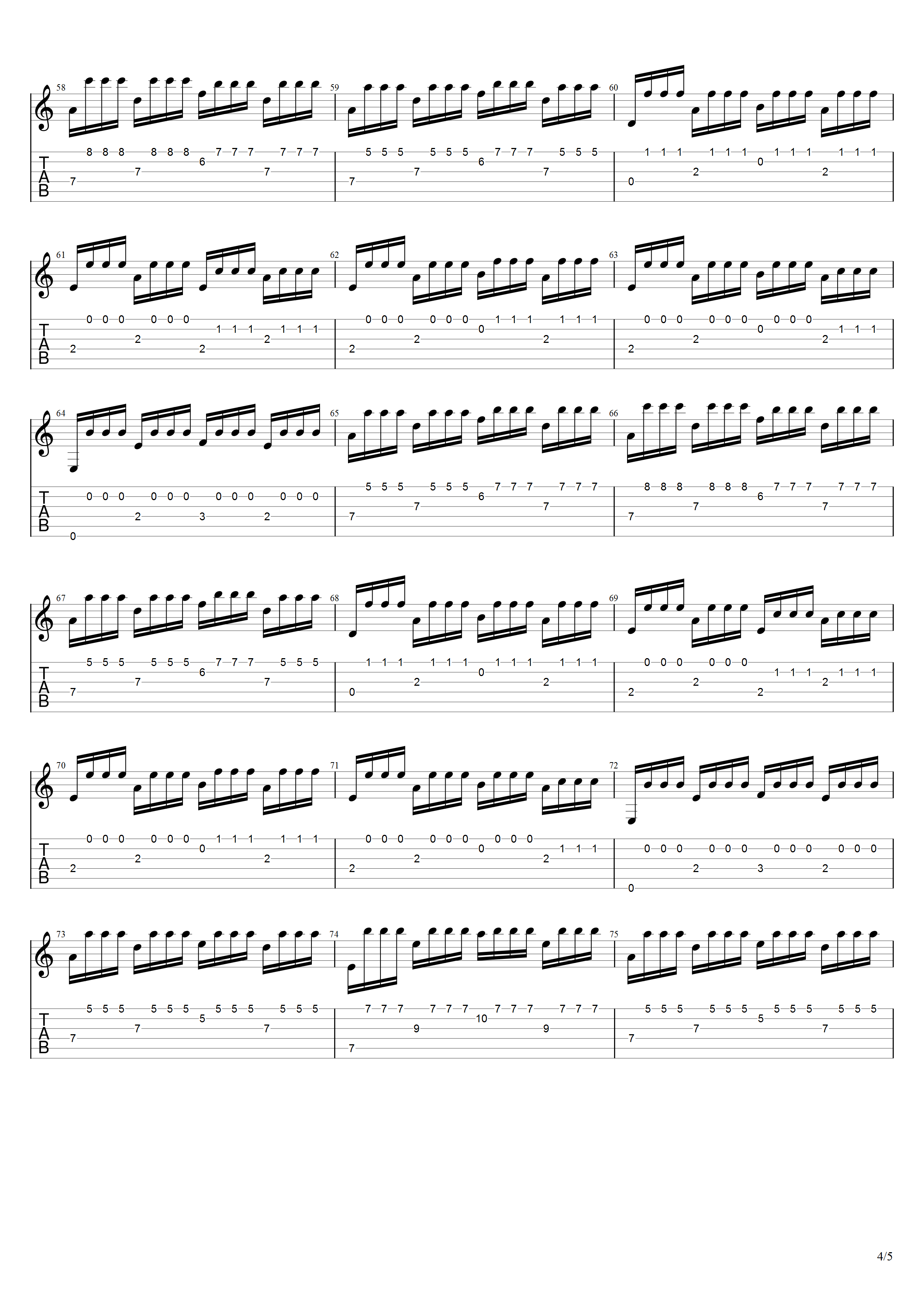 横尾幸弘《樱花主题变奏曲》吉他谱C调吉他指弹独奏谱_考级六级