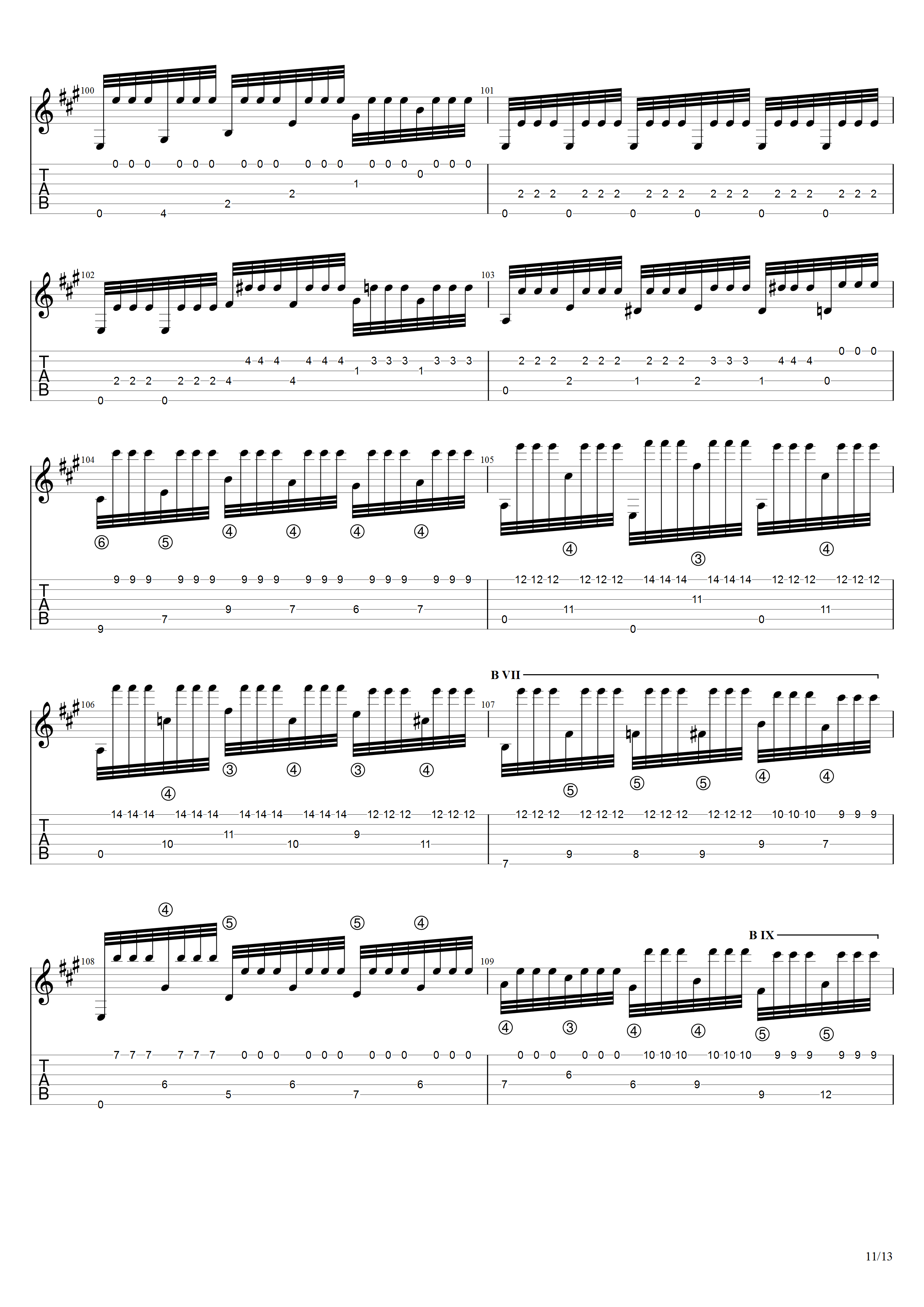 巴里奥斯《沉思》吉他谱C调吉他指弹独奏谱_考级十级