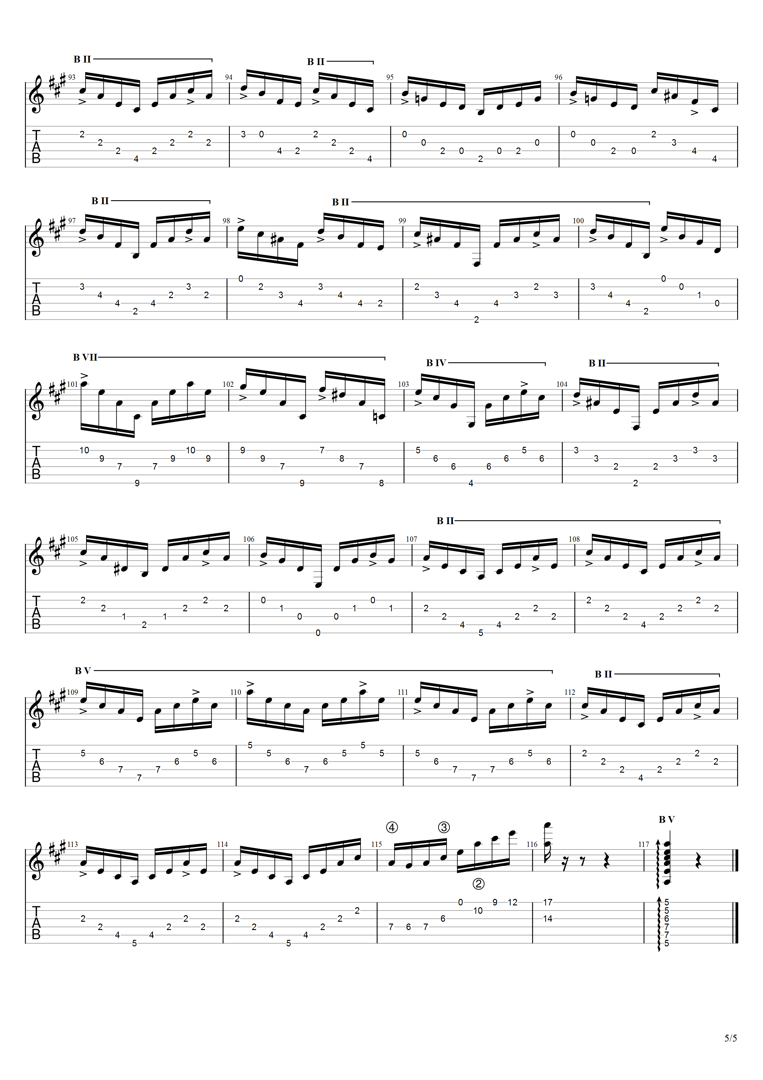 巴里奥斯《演奏会用练习曲第一号》吉他谱A调吉他指弹独奏谱_考级九级