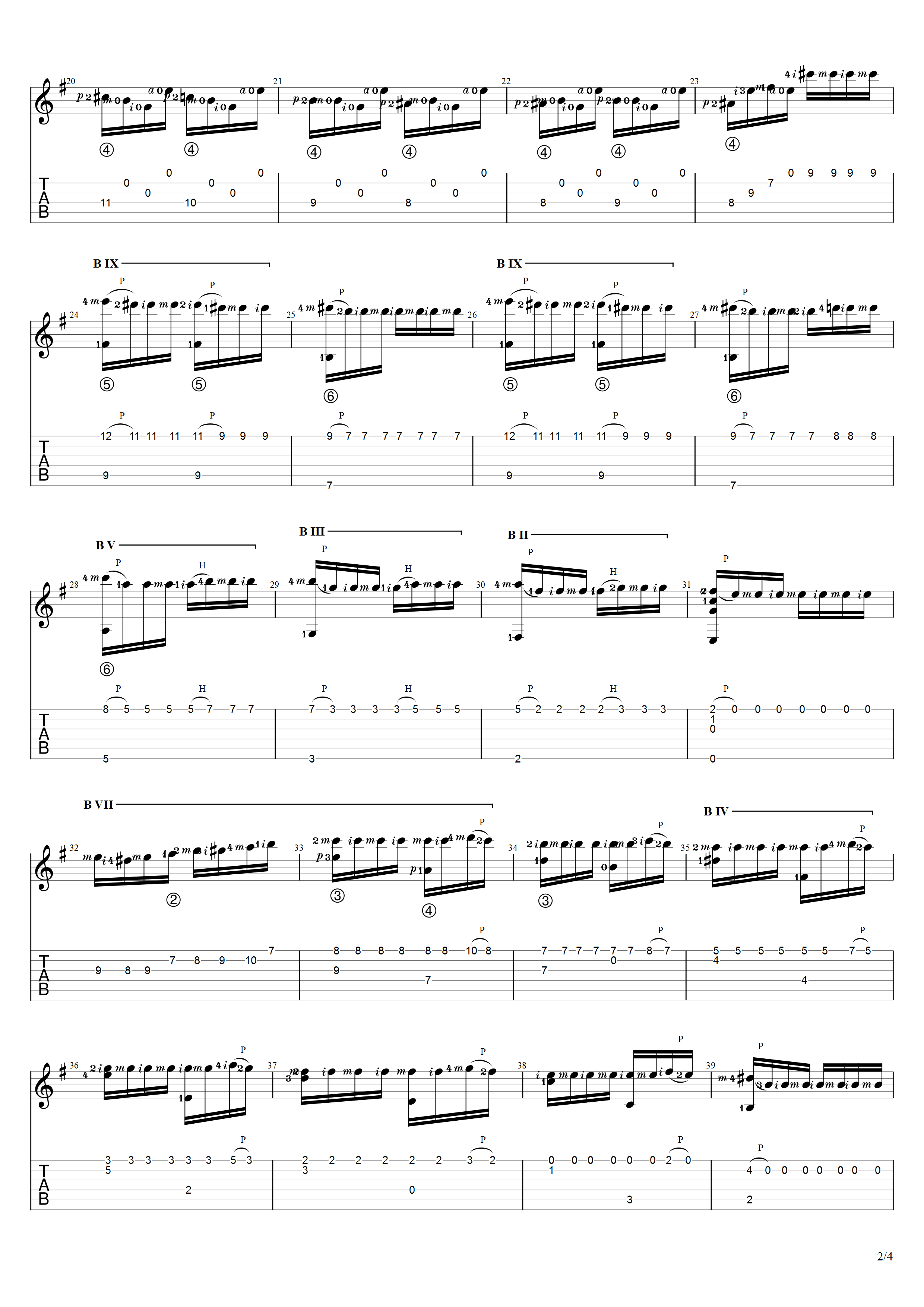 萨格雷拉斯《蜂鸟》吉他谱G调吉他指弹独奏谱_考级六级