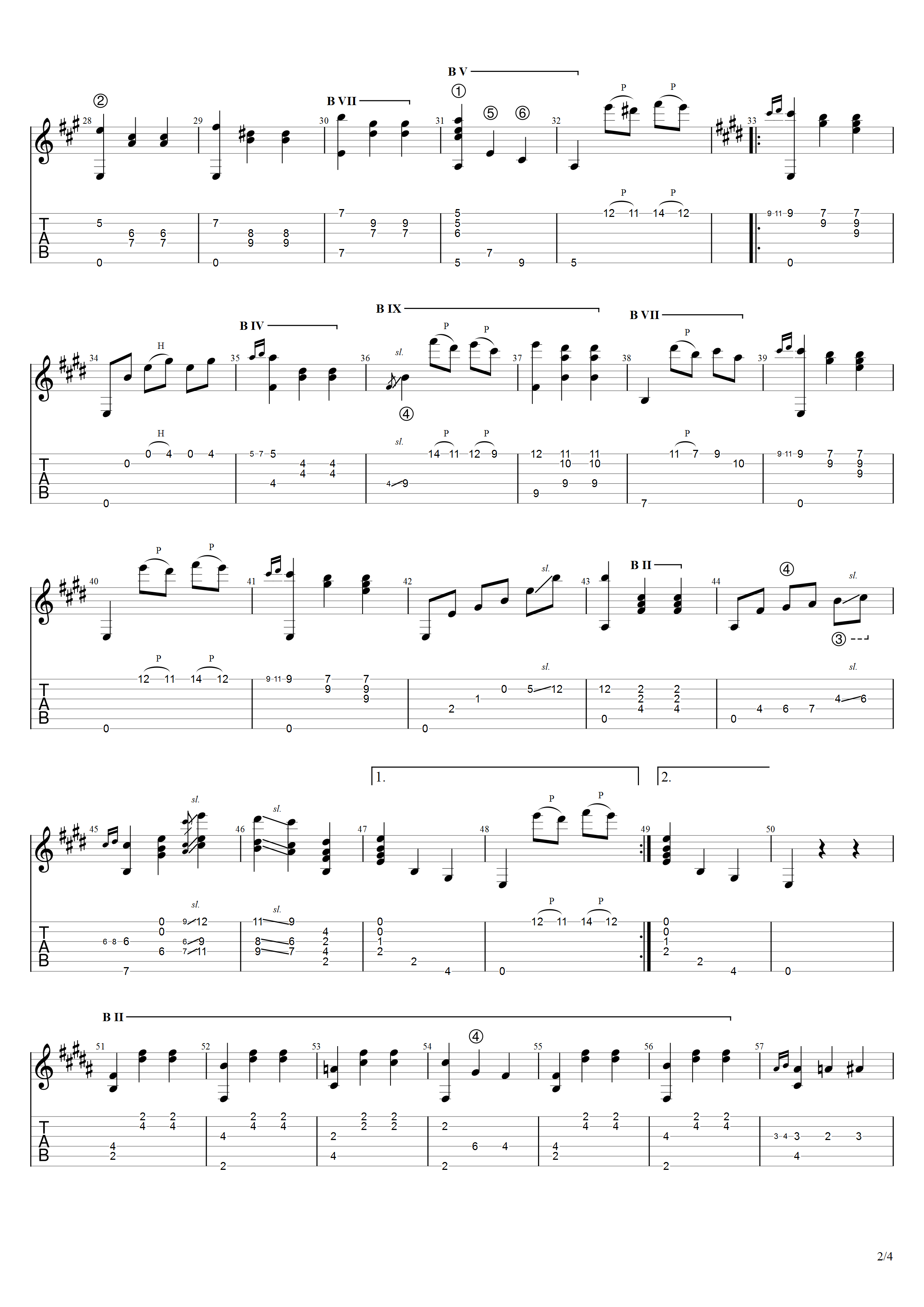 泰勒加《大圆舞曲》吉他谱A调吉他指弹独奏谱_考级五级