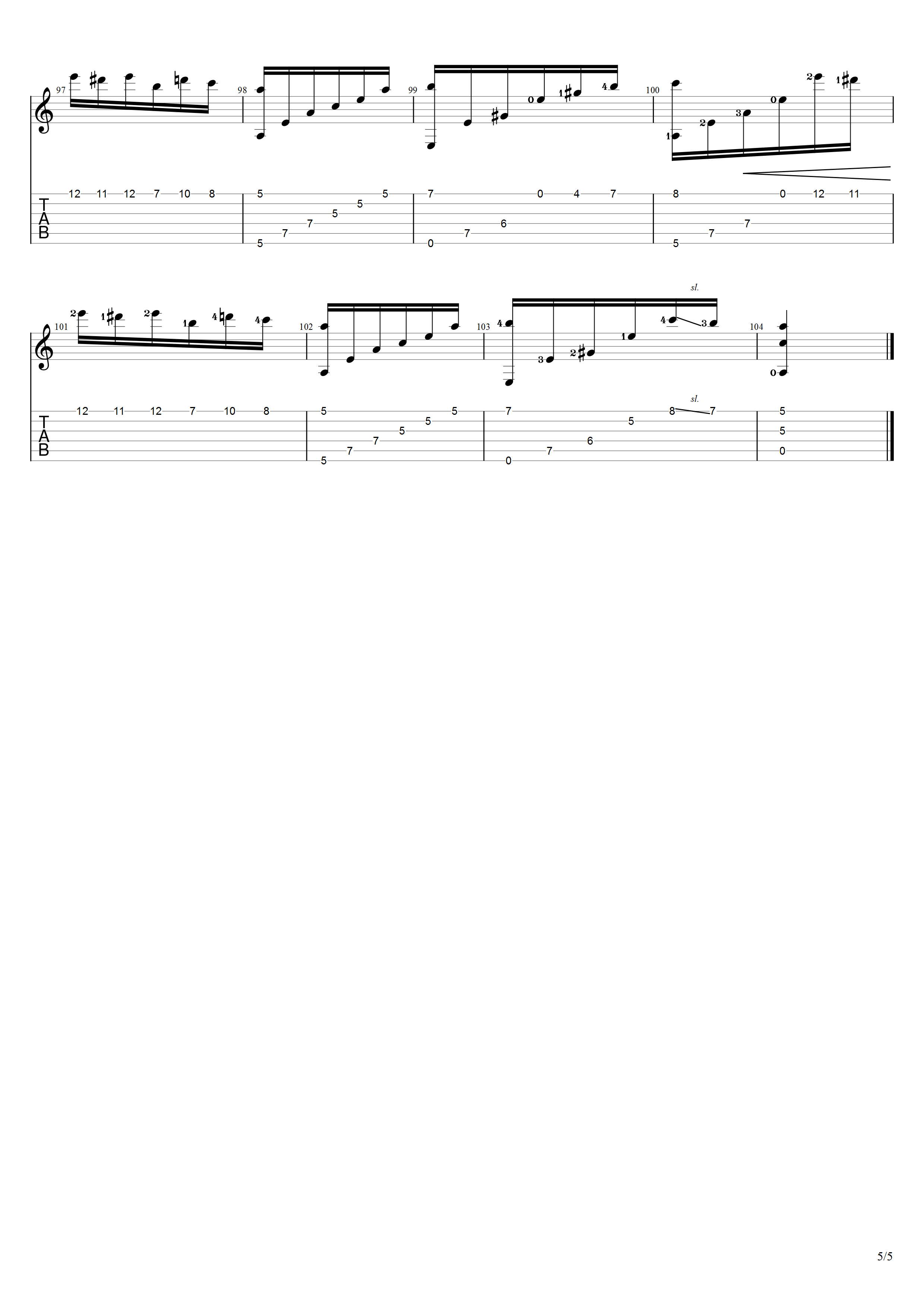 贝多芬《献给爱丽丝》吉他谱C调吉他指弹独奏谱