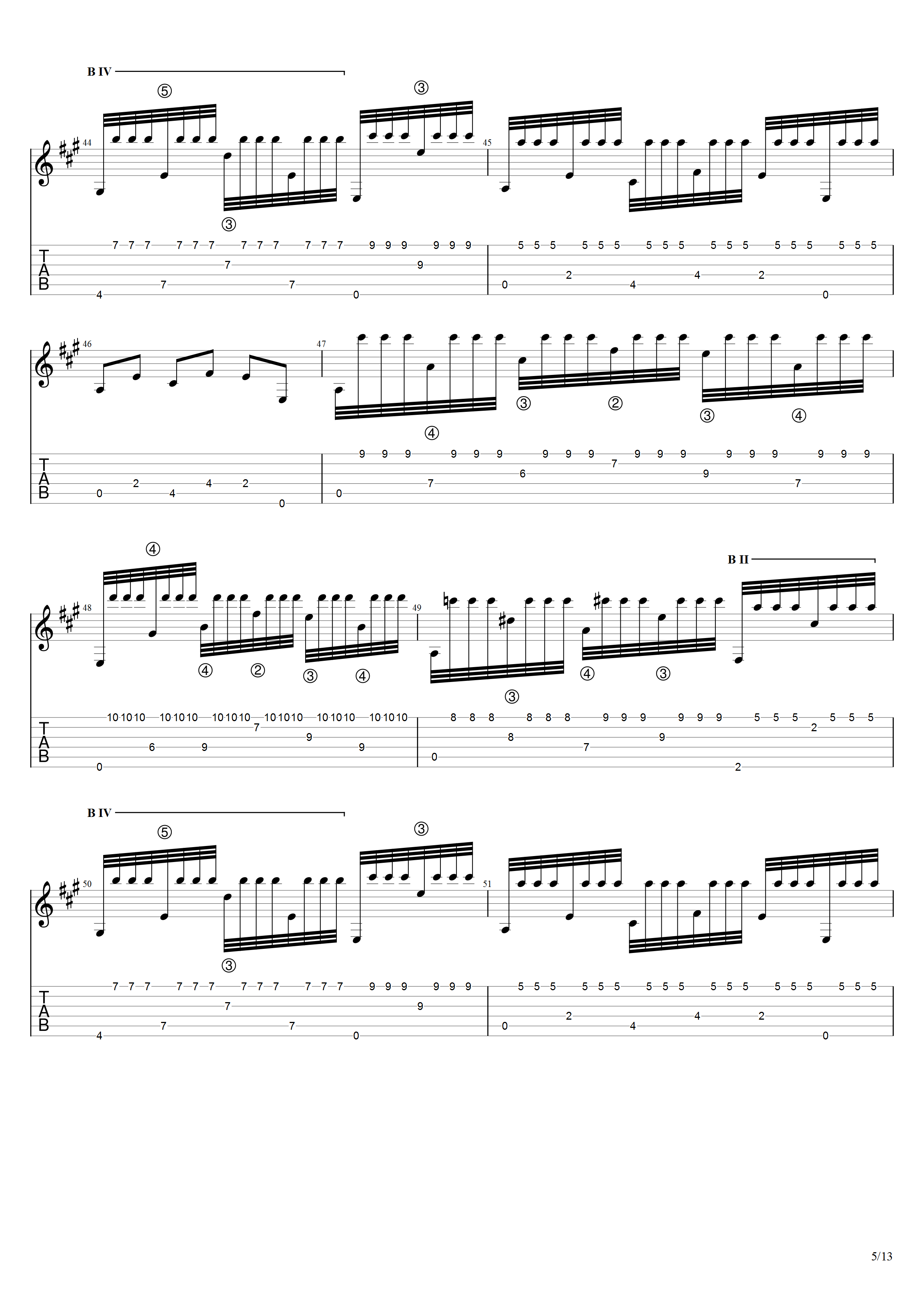 巴里奥斯《沉思》吉他谱C调吉他指弹独奏谱_考级十级