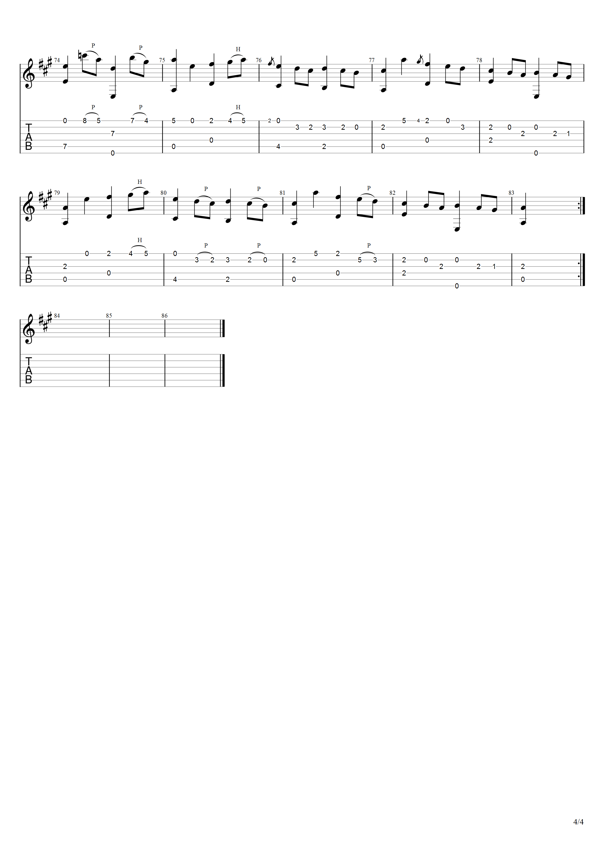 Domenico Scarlatti《A大调奏鸣曲》吉他谱A调吉他指弹独奏谱_考级六级