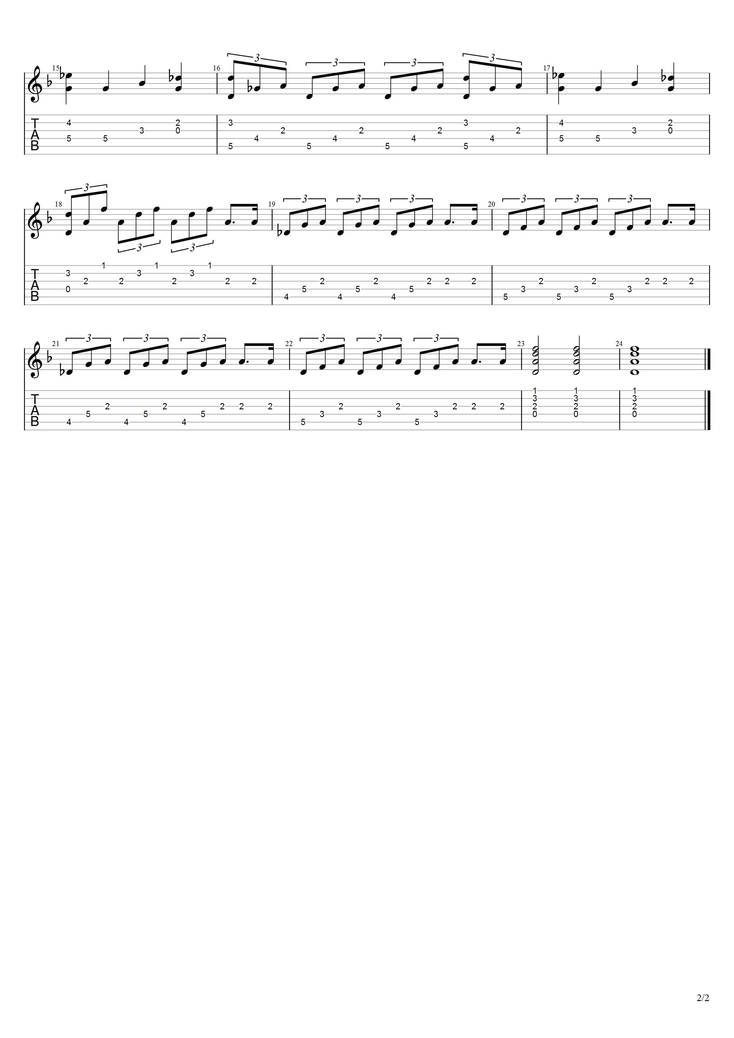 贝多芬《月光奏鸣曲》吉他谱D调吉他指弹独奏谱_考级五级