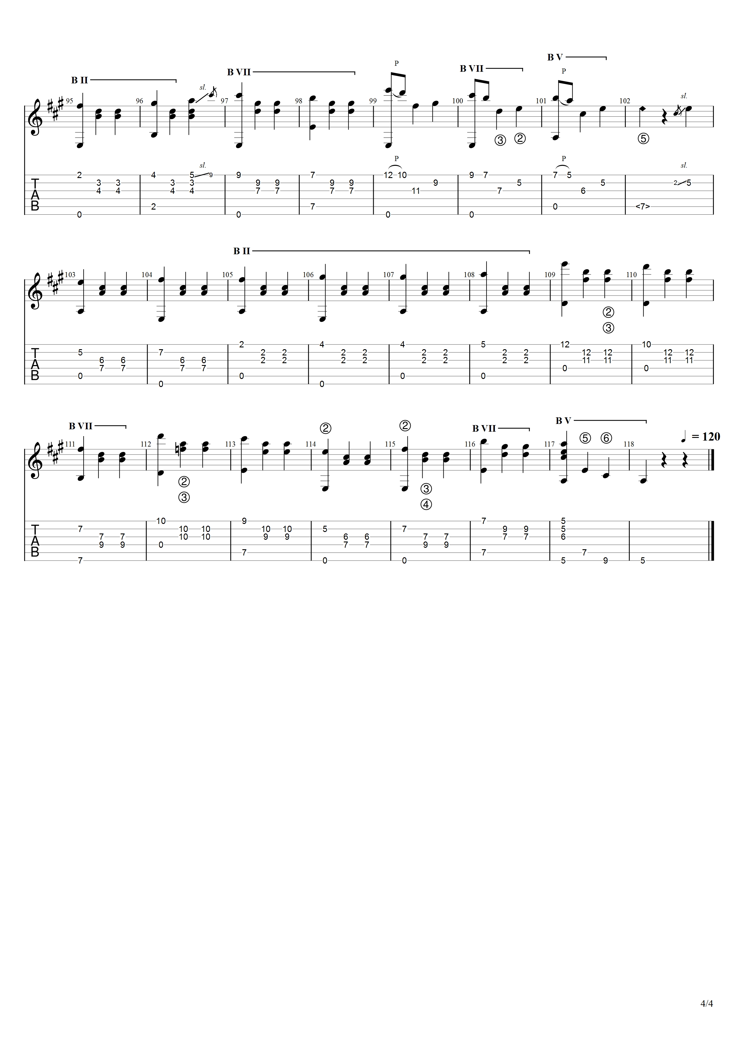 泰勒加《大圆舞曲》吉他谱A调吉他指弹独奏谱_考级五级