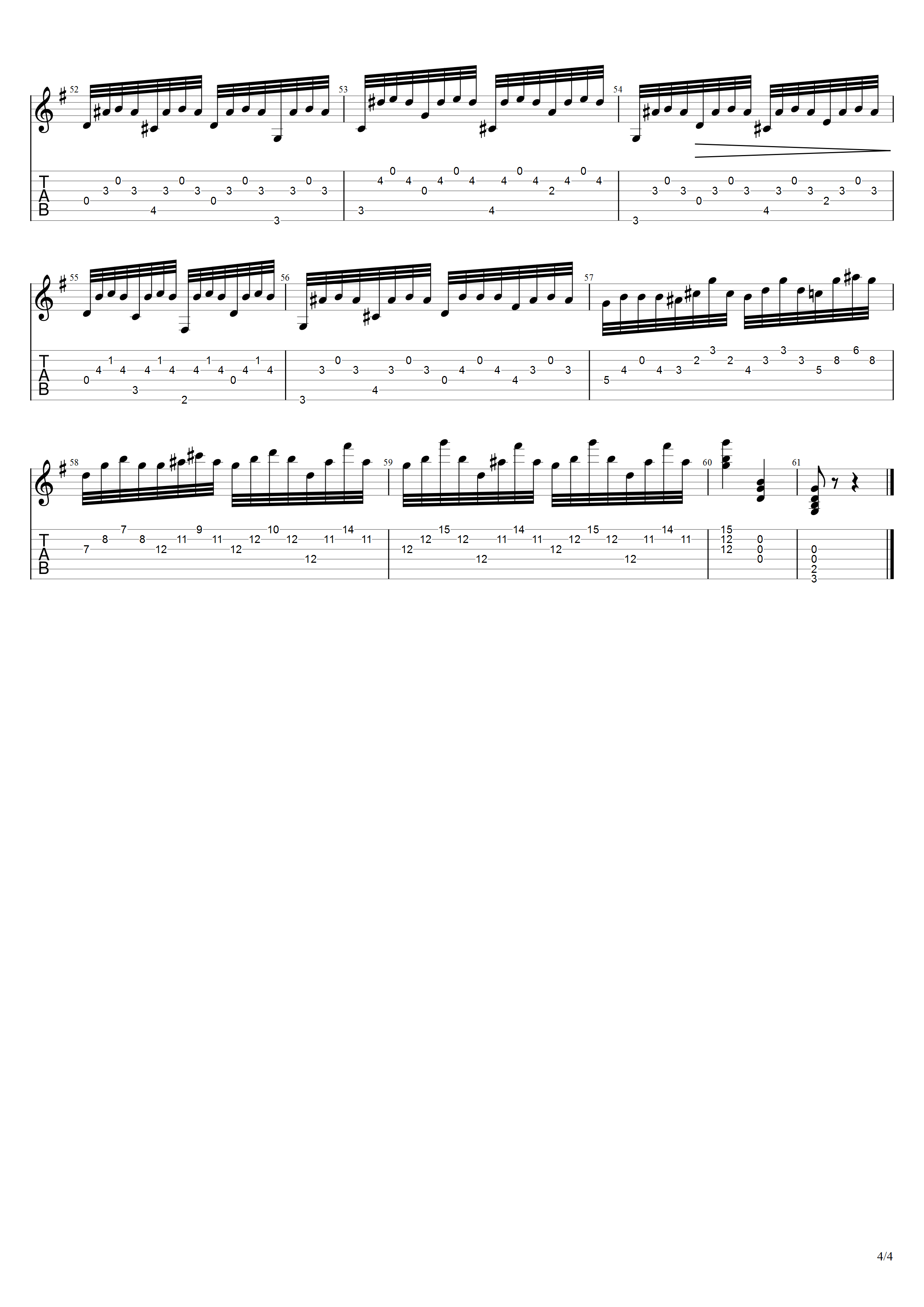普霍尔《野蜂》吉他谱G调吉他指弹独奏谱_考级七级