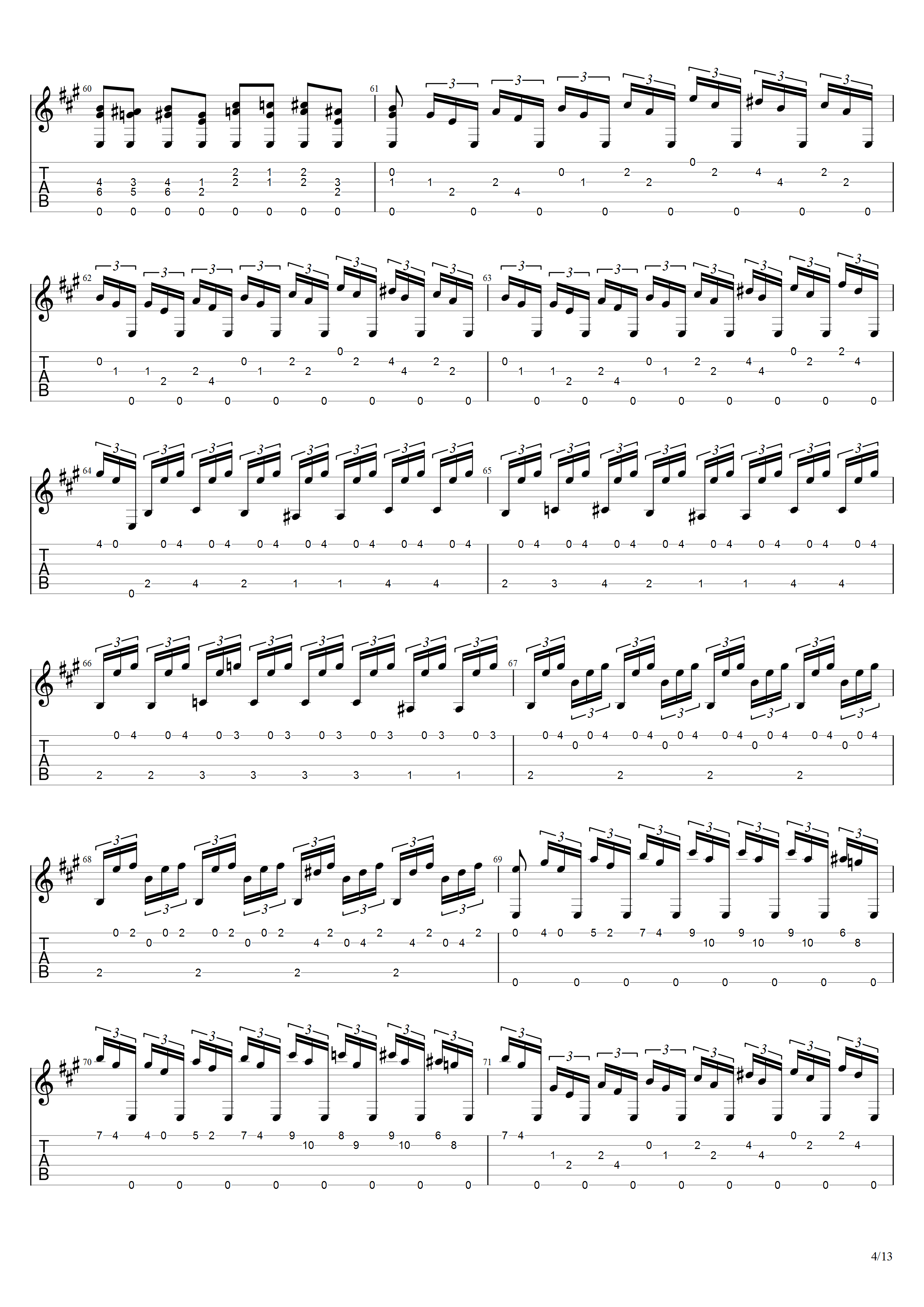 朱利亚尼《大序曲》吉他谱C调吉他指弹独奏谱_考级九级