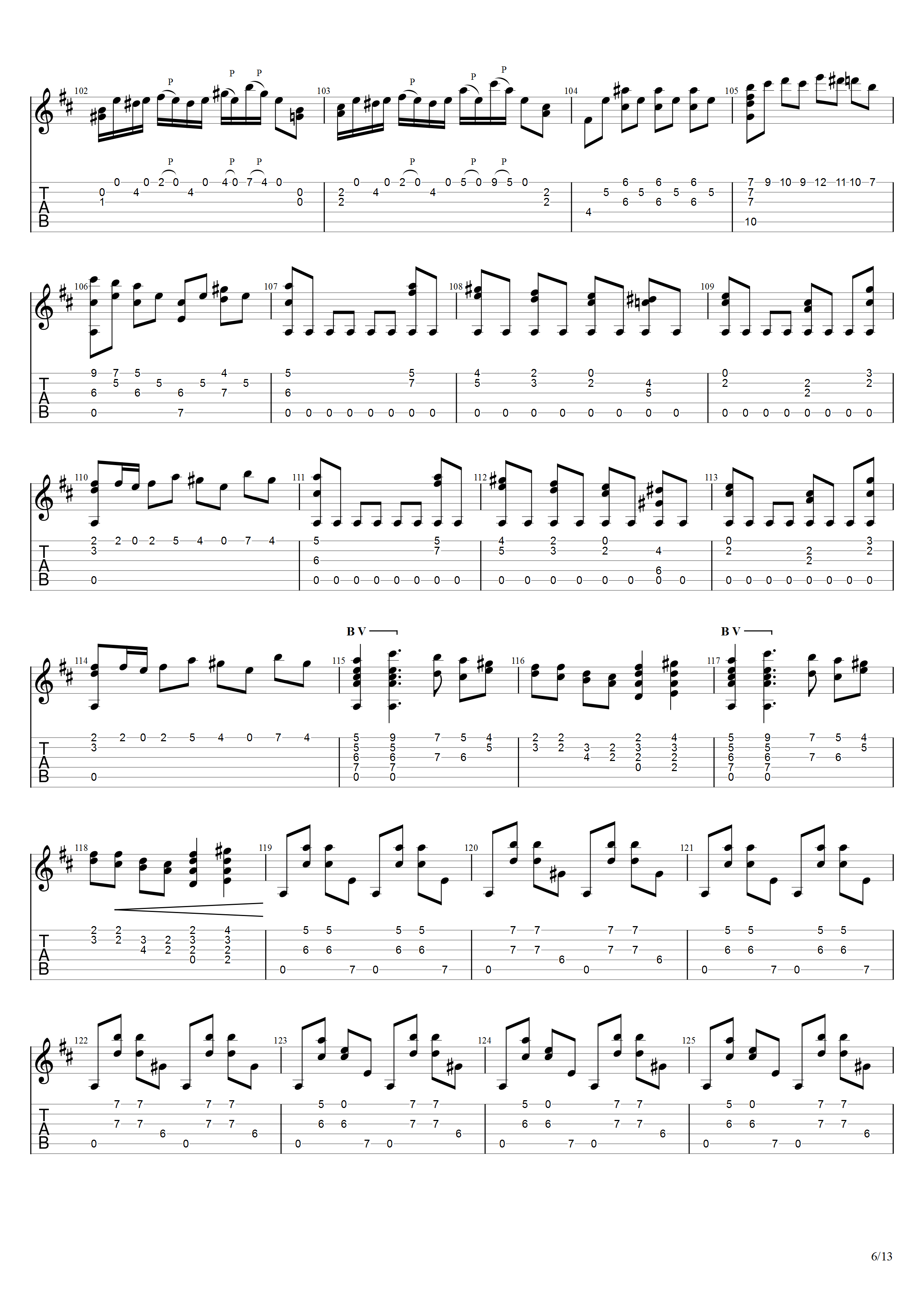 索尔《大独奏》吉他谱F调吉他指弹独奏谱_考级十级