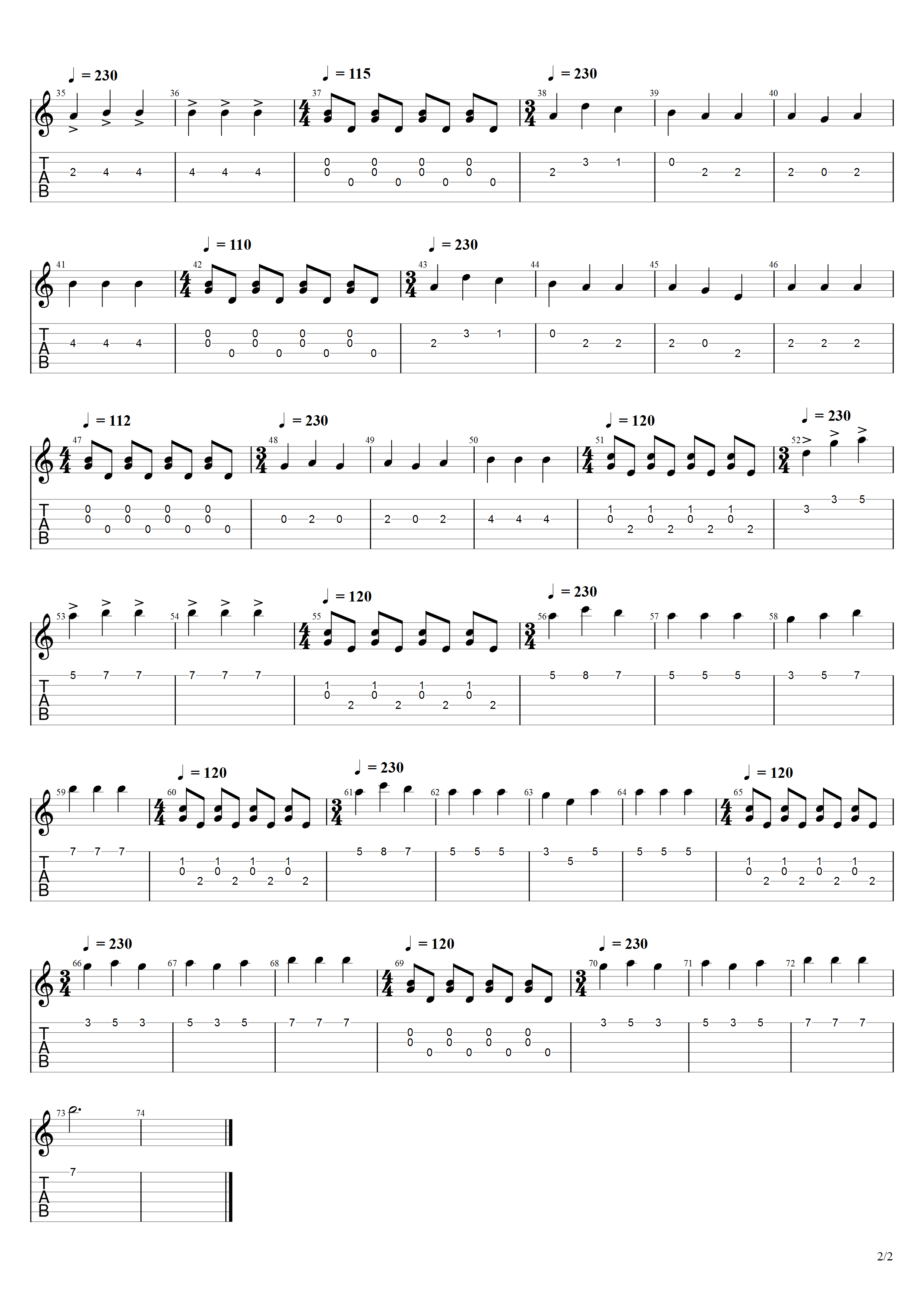 塞内维尔图森《爱的纪念》吉他谱C调吉他指弹独奏谱