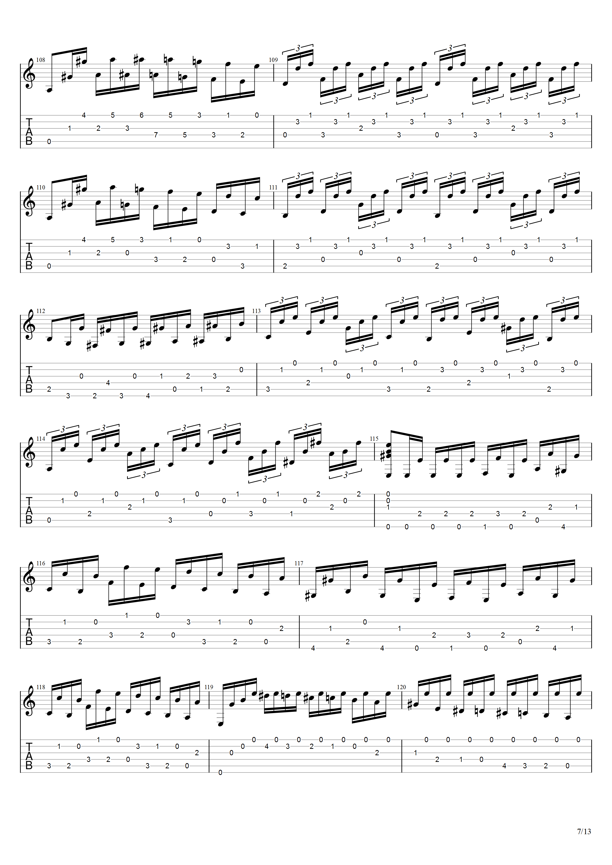 朱利亚尼《大序曲》吉他谱C调吉他指弹独奏谱_考级九级