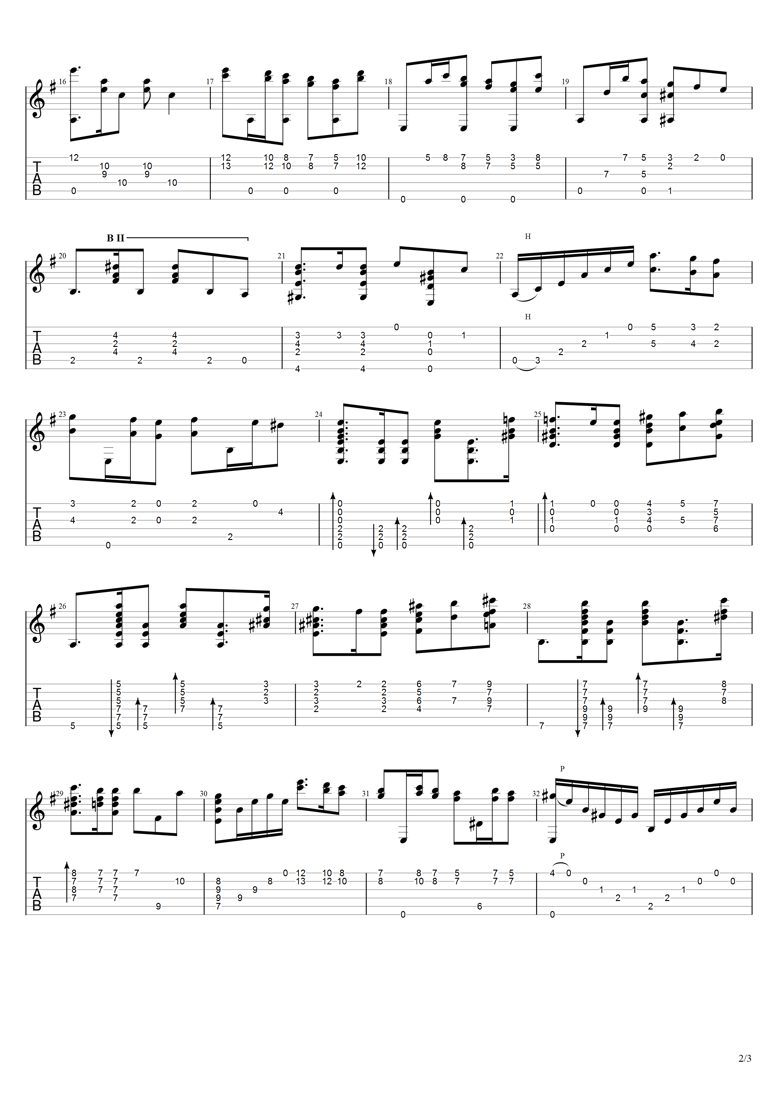 《桑巴舞曲》吉他谱G调吉他指弹独奏谱_考级六级