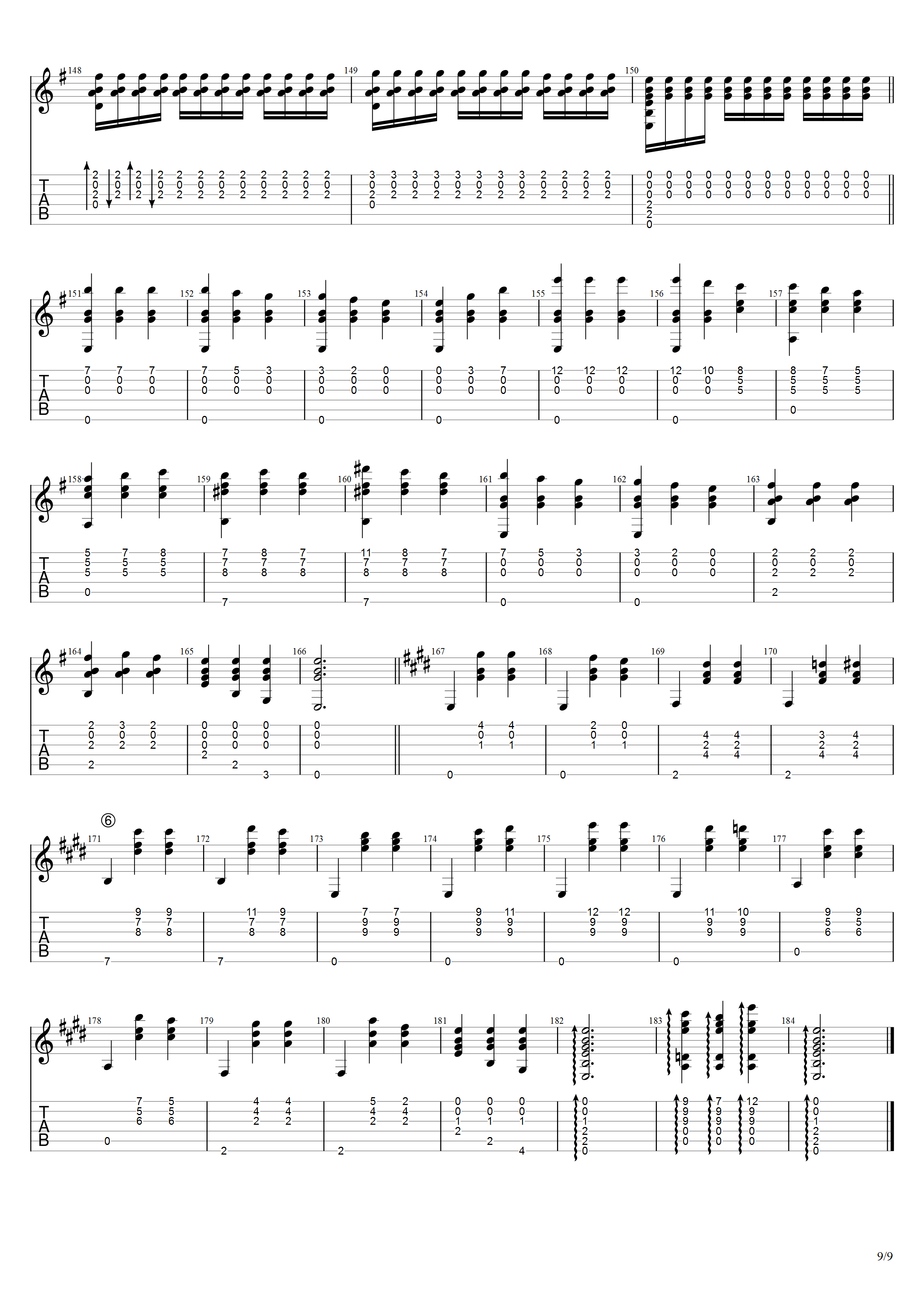 耶佩斯《爱的罗曼史主题与变奏曲》吉他谱G调吉他指弹独奏谱_考级九级