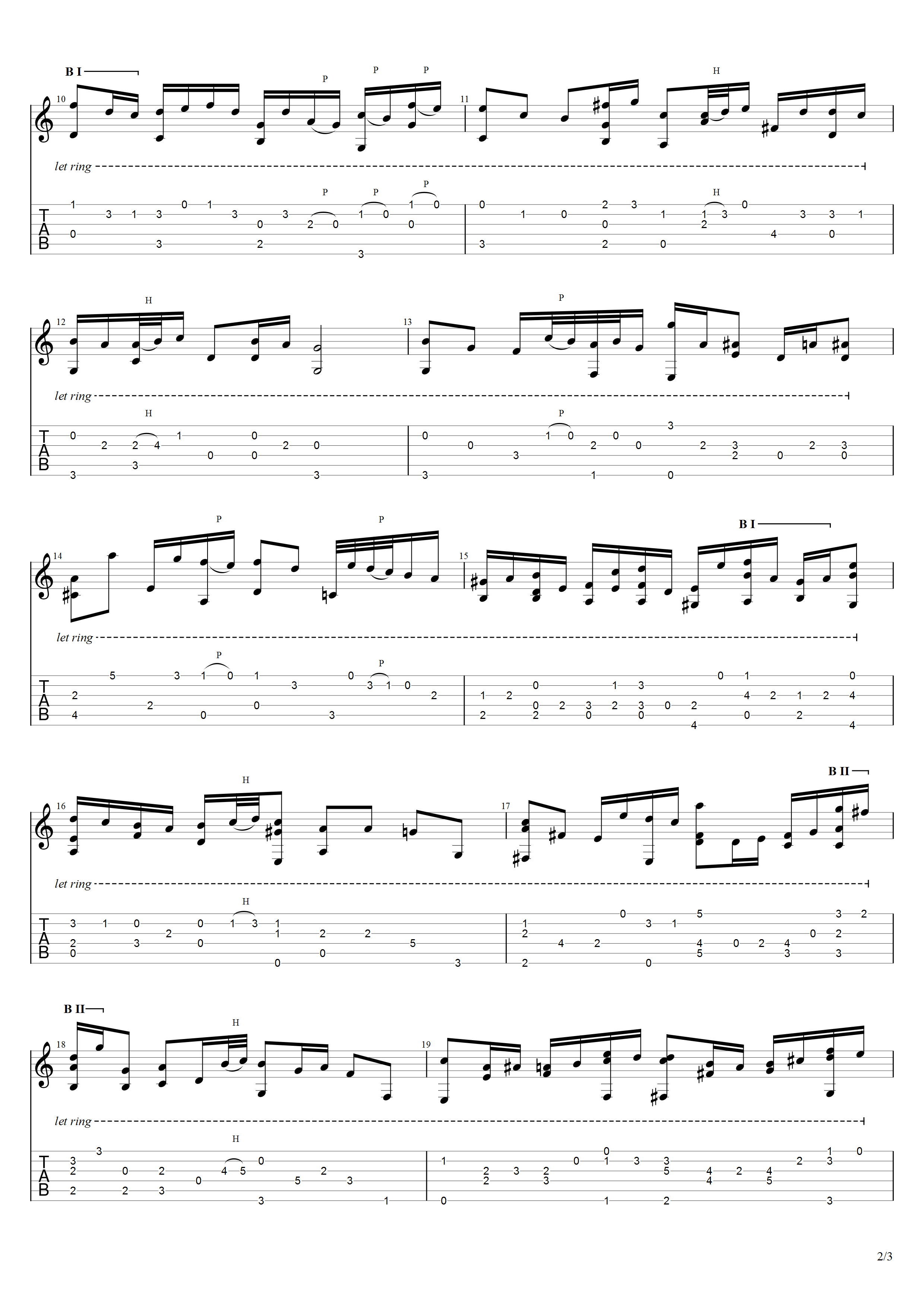 巴赫《G弦上的咏叹调》吉他谱C调吉他指弹独奏谱_考级四级