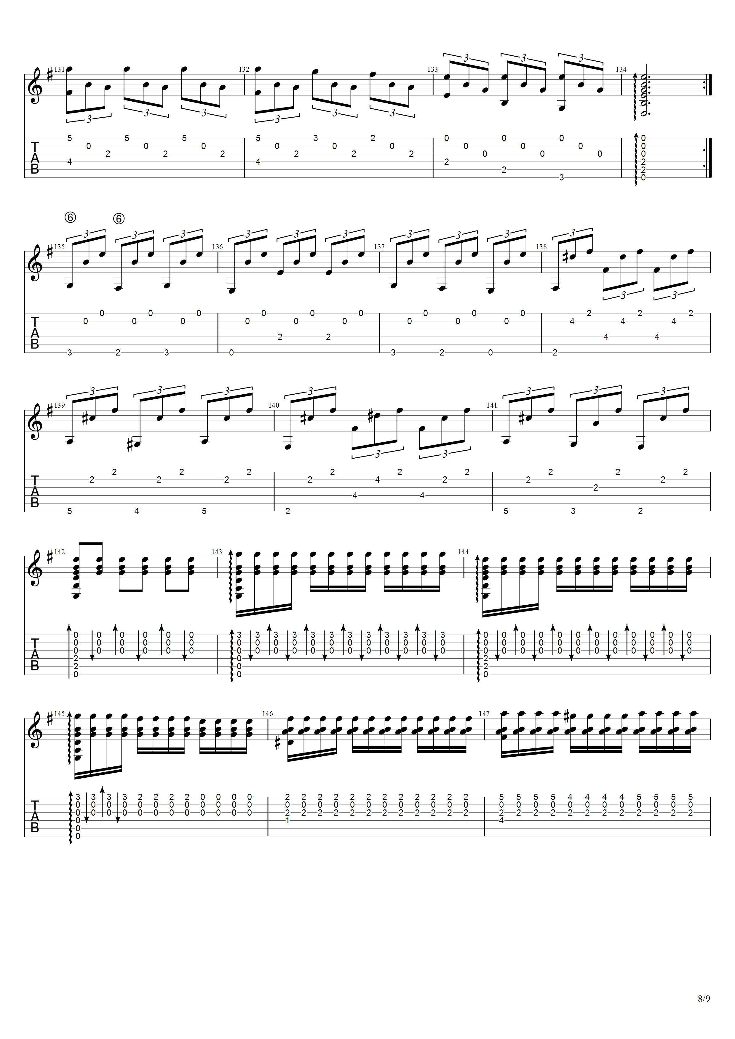 耶佩斯《爱的罗曼史主题与变奏曲》吉他谱G调吉他指弹独奏谱_考级九级