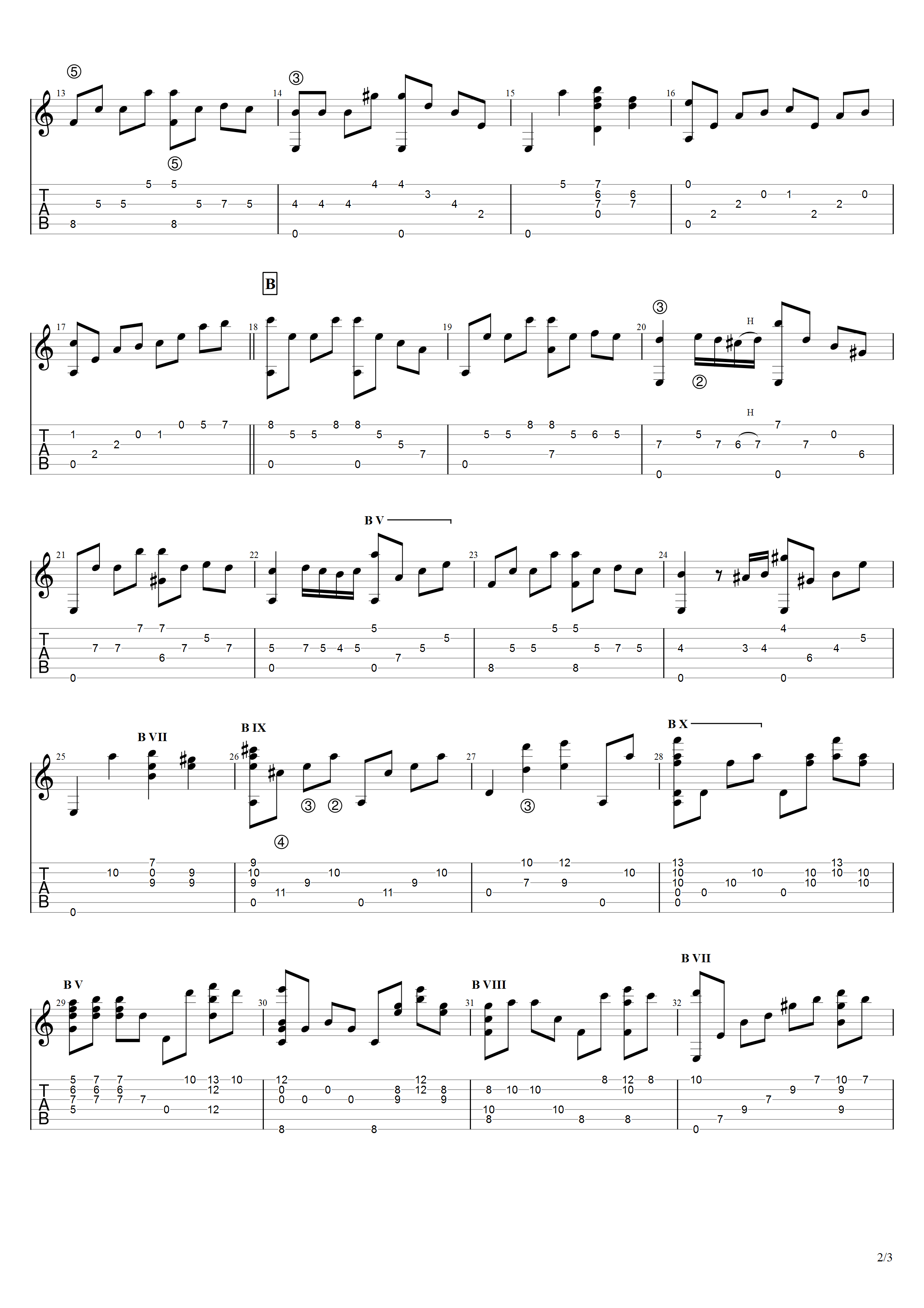 Francis Lai《爱情故事》吉他谱C调吉他指弹独奏谱_考级六级