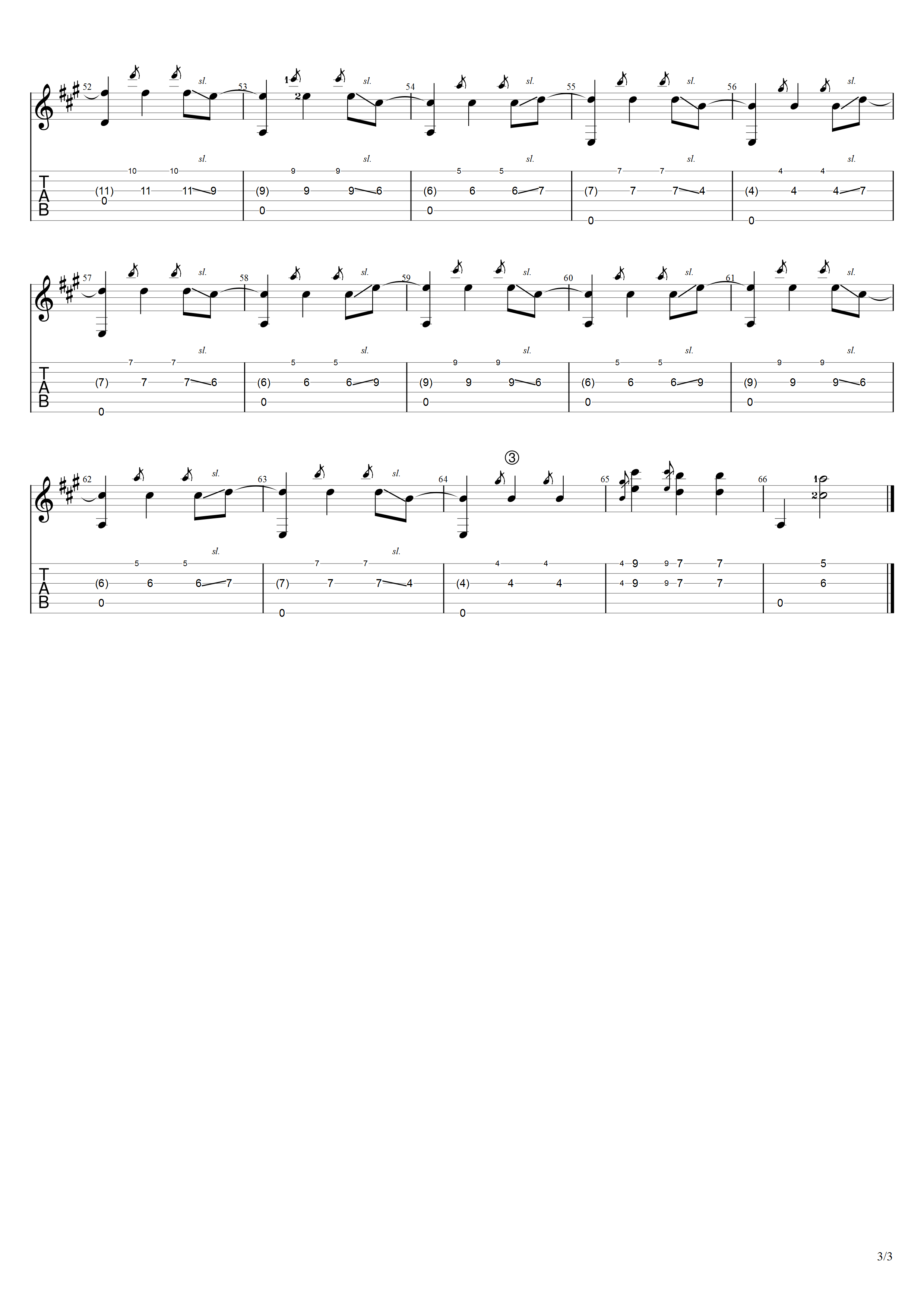 林赛《雨滴》吉他谱A调吉他指弹独奏谱_考级四级