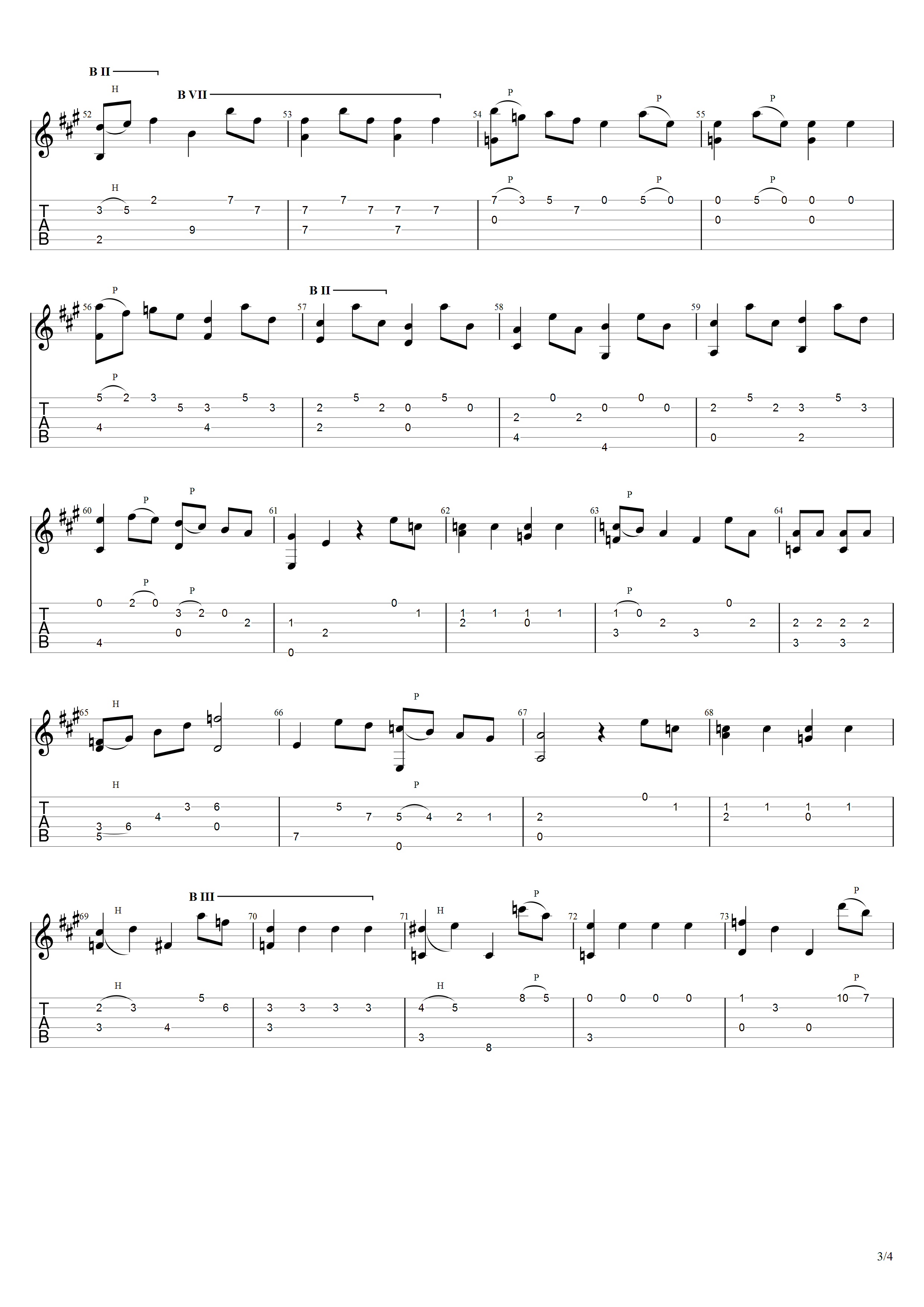 Domenico Scarlatti《A大调奏鸣曲》吉他谱A调吉他指弹独奏谱_考级六级