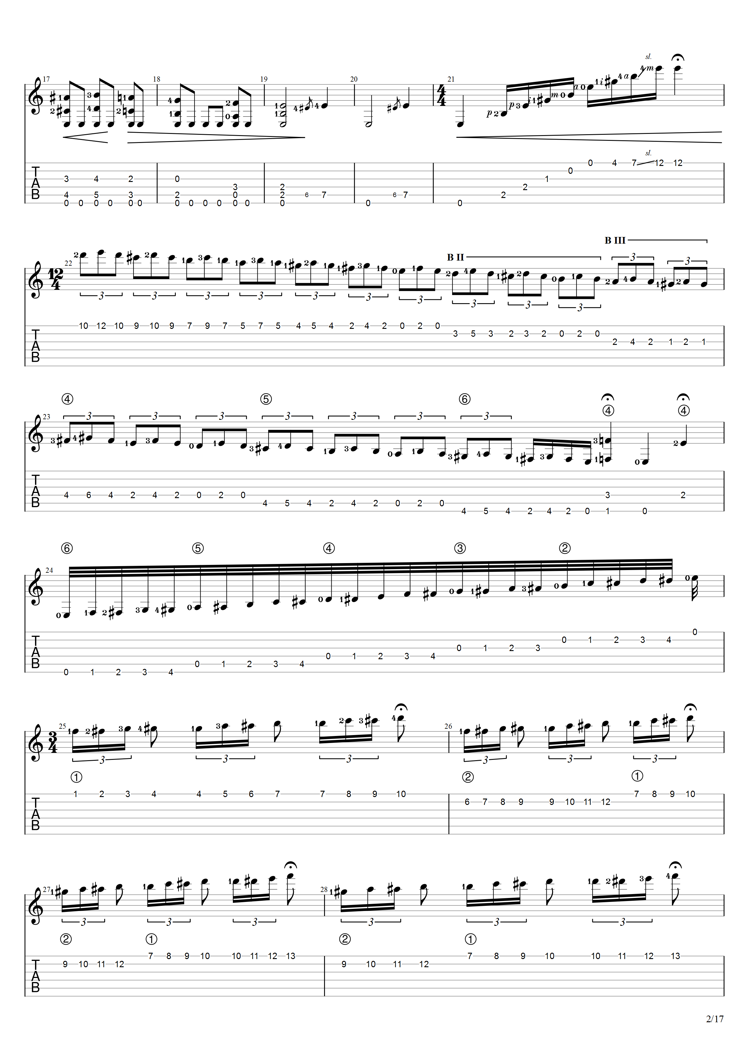 泰勒加《大霍塔》吉他谱C调吉他指弹独奏谱_考级十级