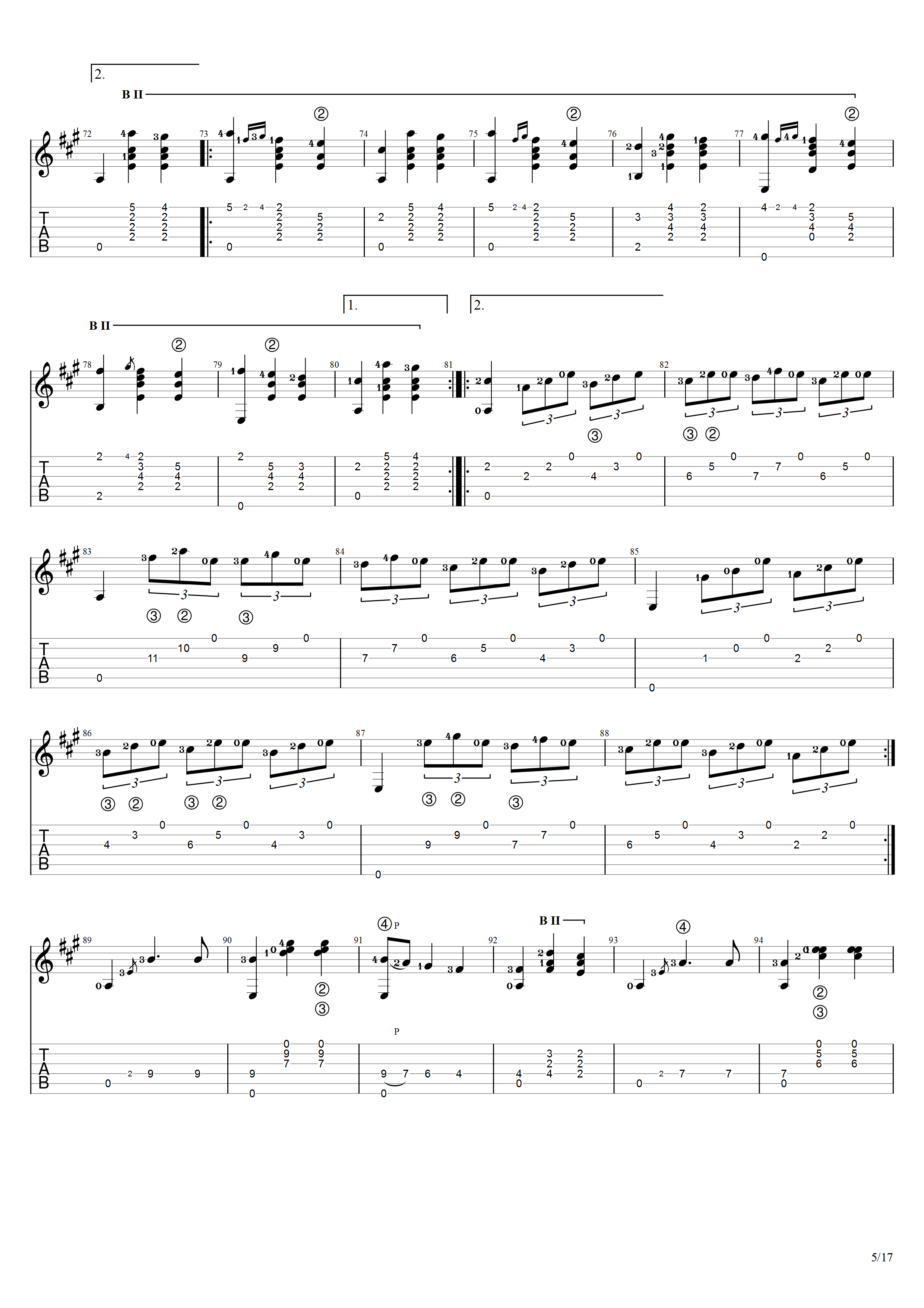 泰勒加《大霍塔》吉他谱C调吉他指弹独奏谱_考级十级