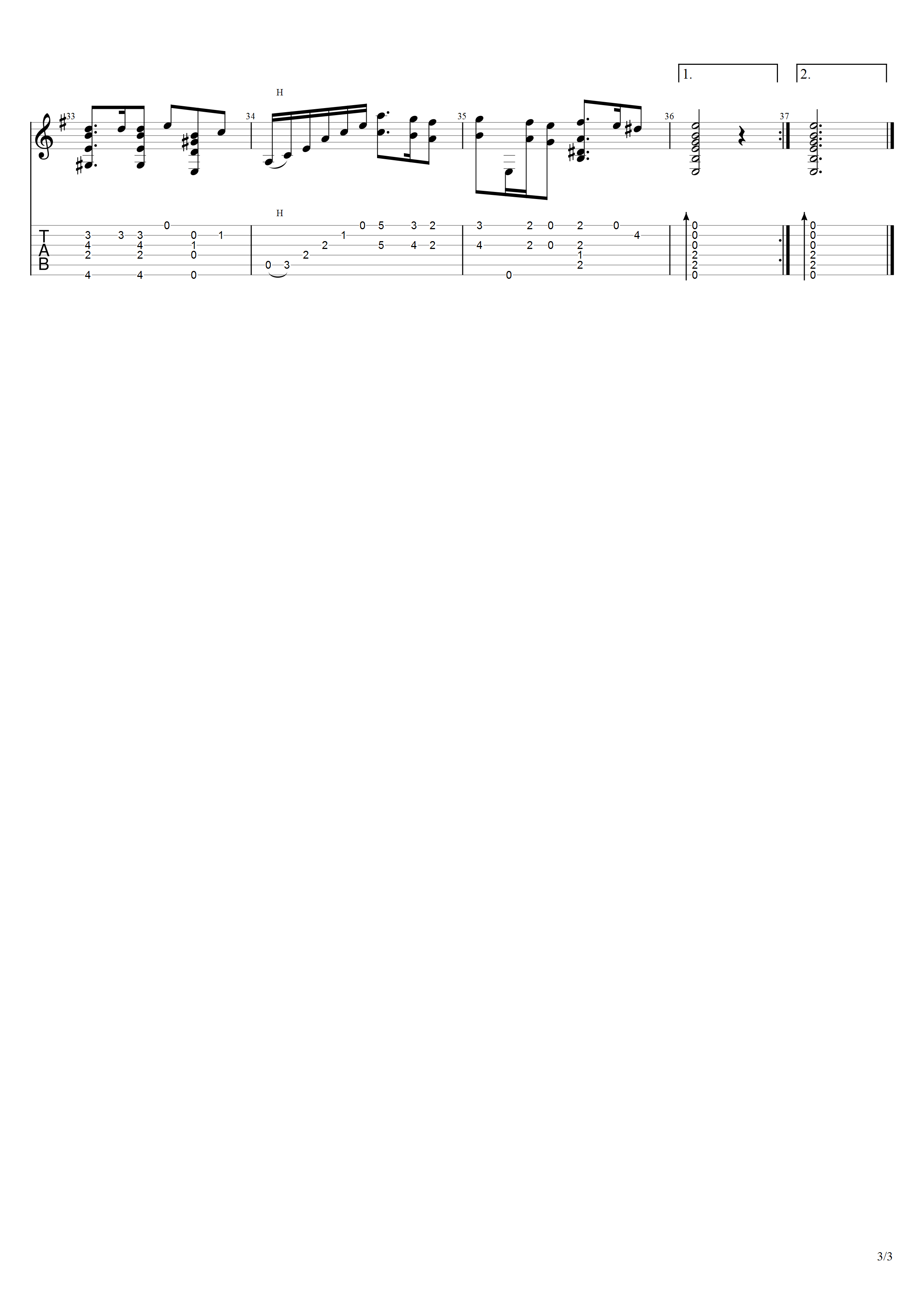 《桑巴舞曲》吉他谱G调吉他指弹独奏谱_考级六级