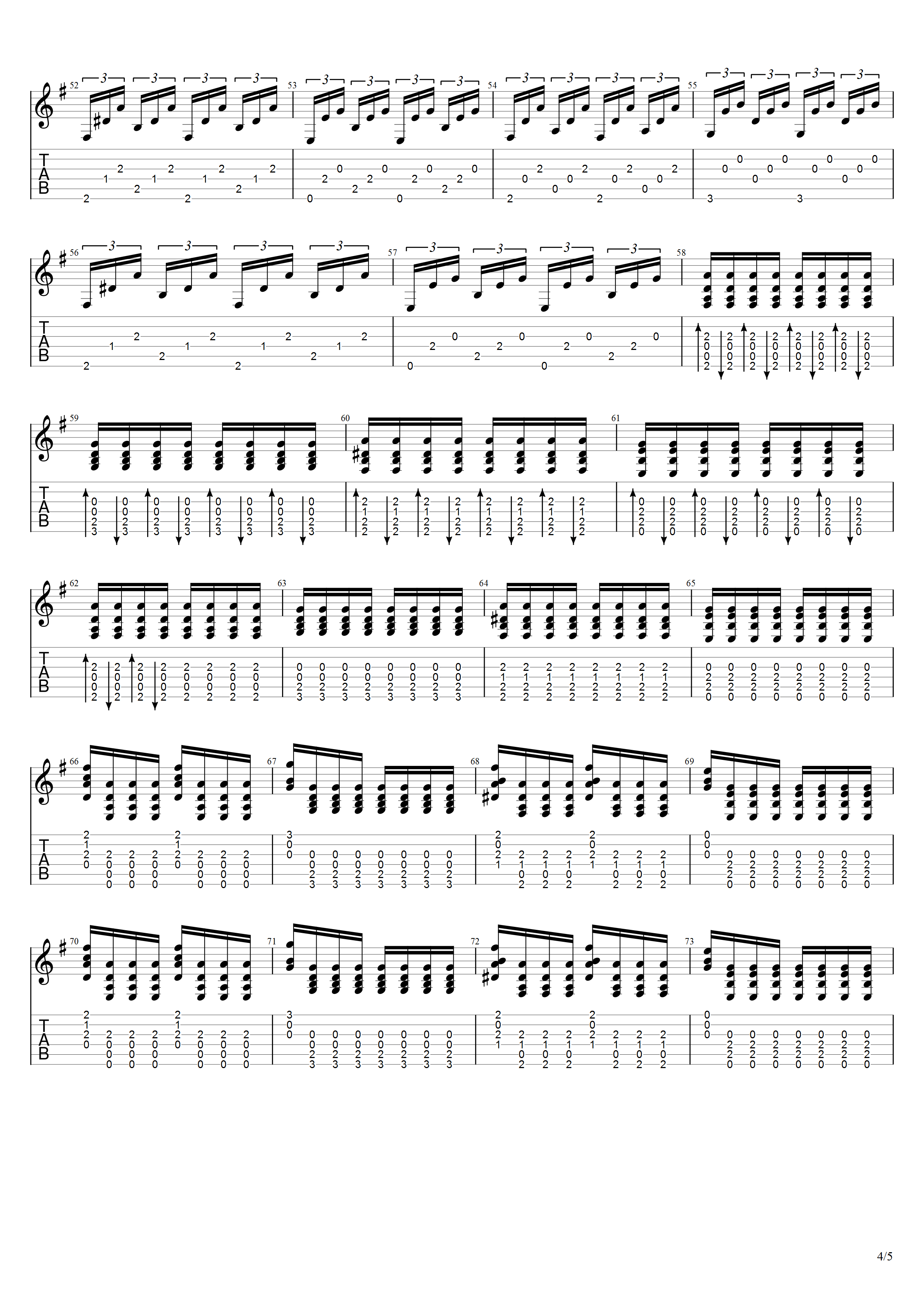 梅林《狂欢节》吉他谱G调吉他指弹独奏谱_考级六级