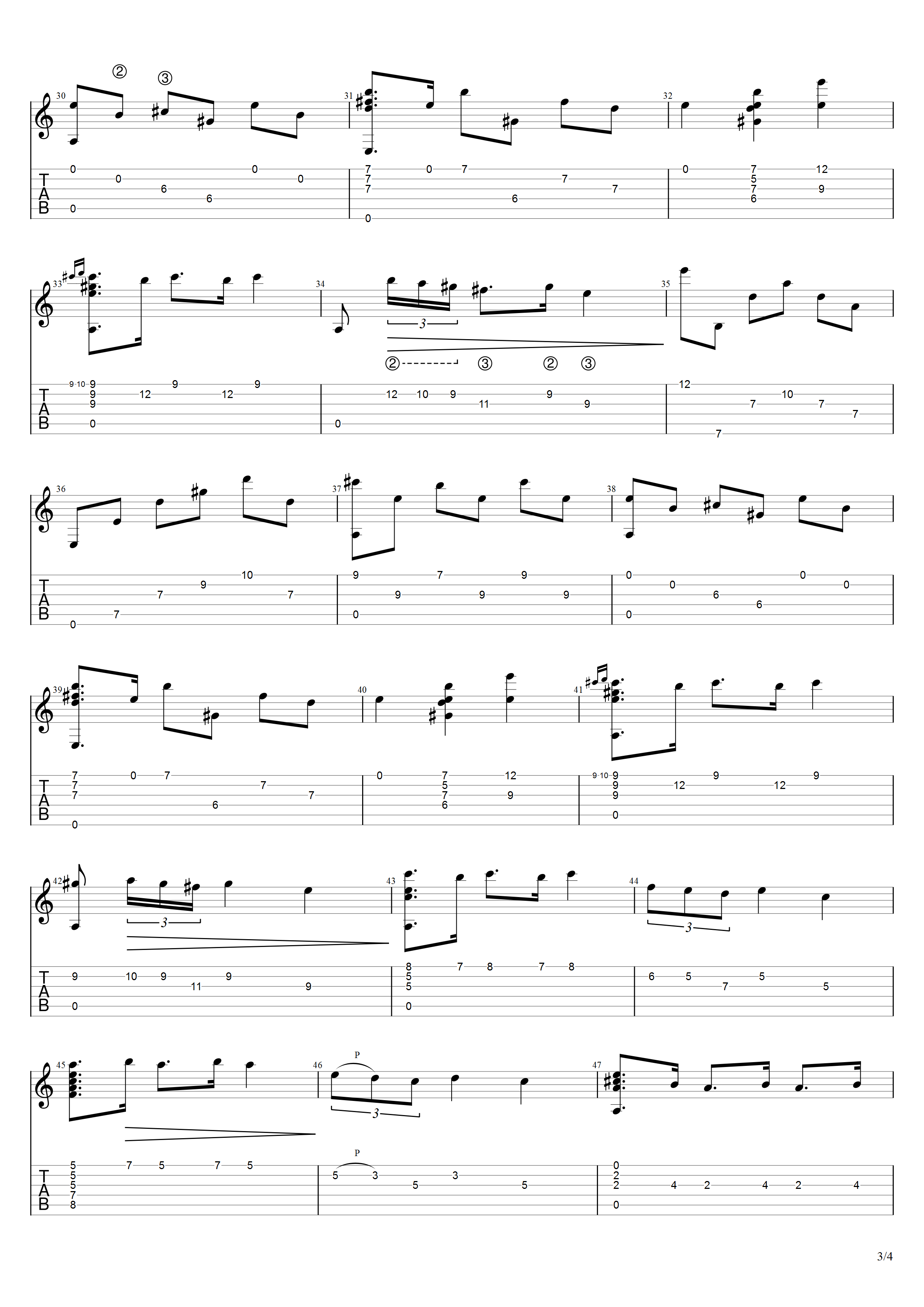 布劳沃《十一月的某一天》吉他谱C调吉他指弹独奏谱_考级五级