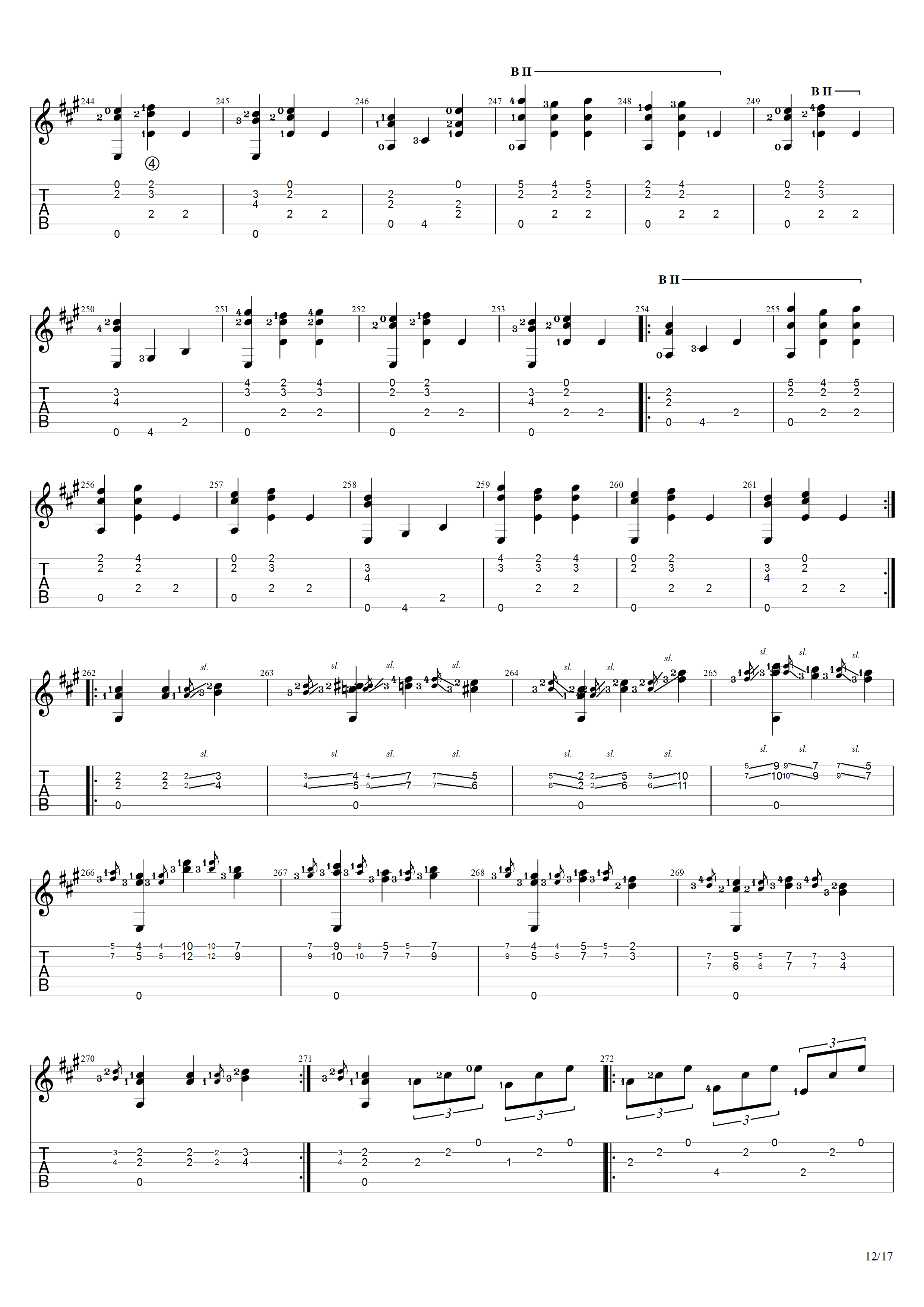 泰勒加《大霍塔》吉他谱C调吉他指弹独奏谱_考级十级