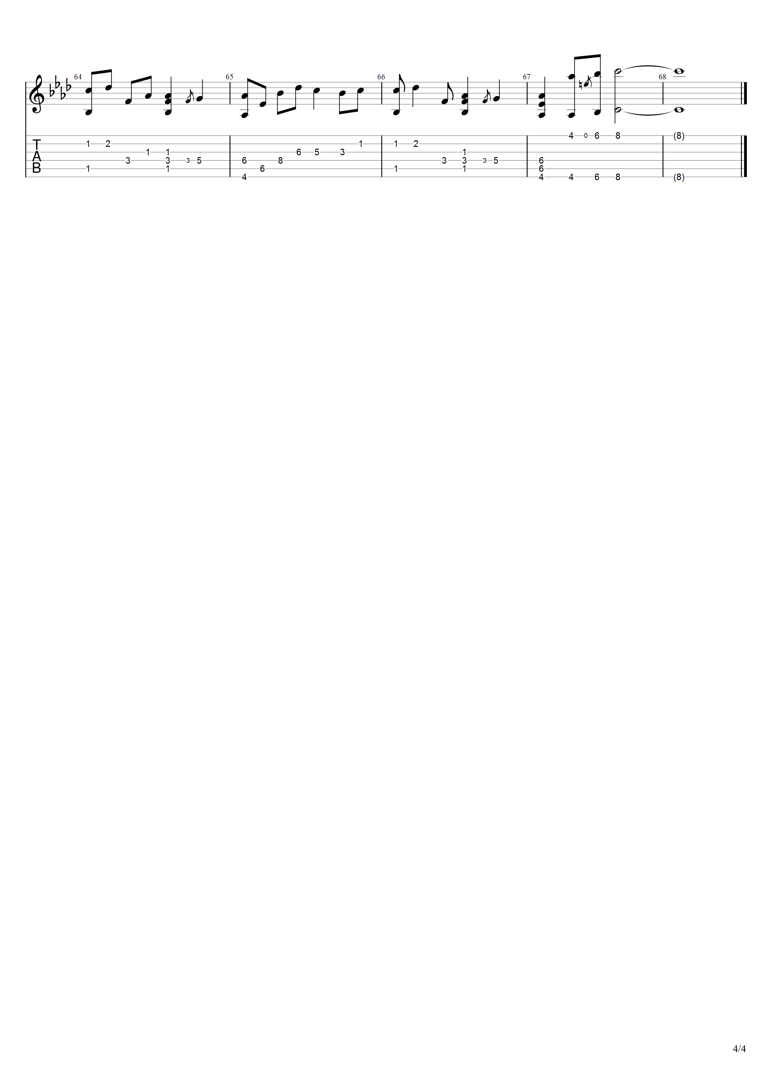 李闰珉《雨的印记》吉他谱G调吉他指弹独奏谱
