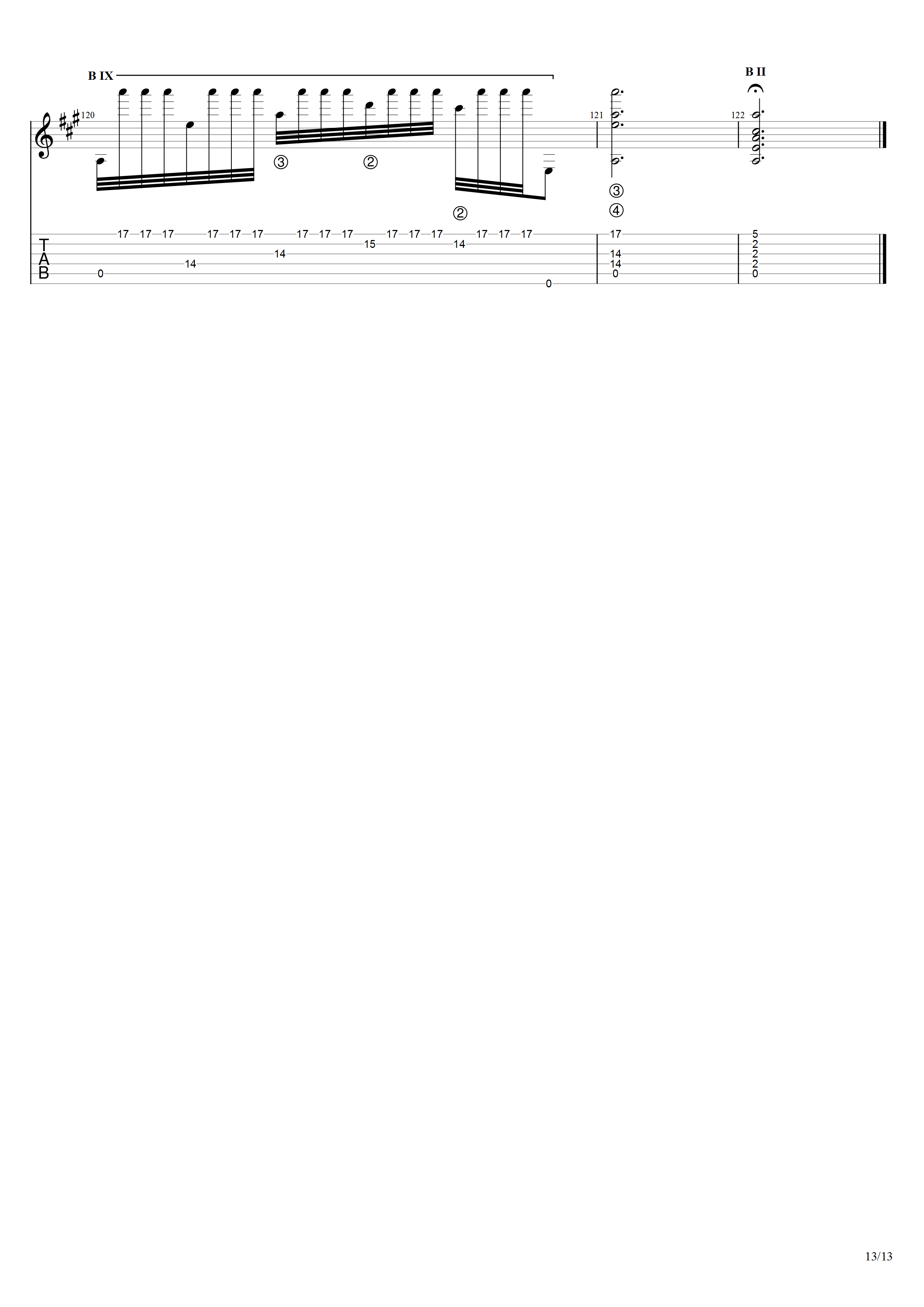 巴里奥斯《沉思》吉他谱C调吉他指弹独奏谱_考级十级