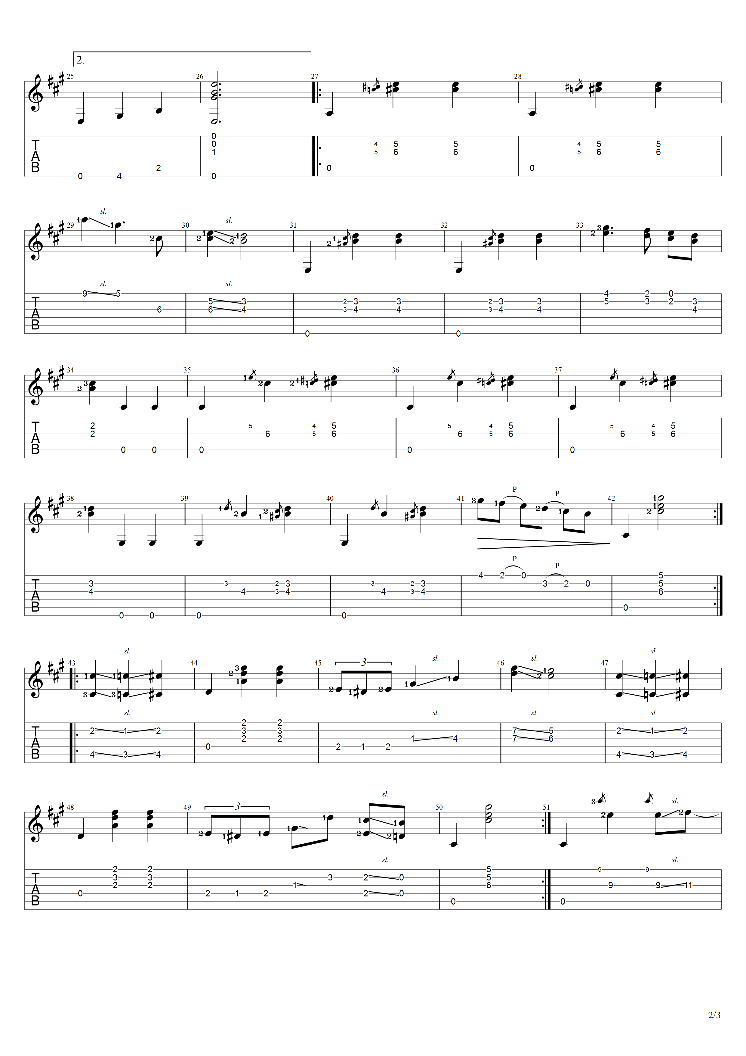 林赛《雨滴》吉他谱A调吉他指弹独奏谱_考级四级