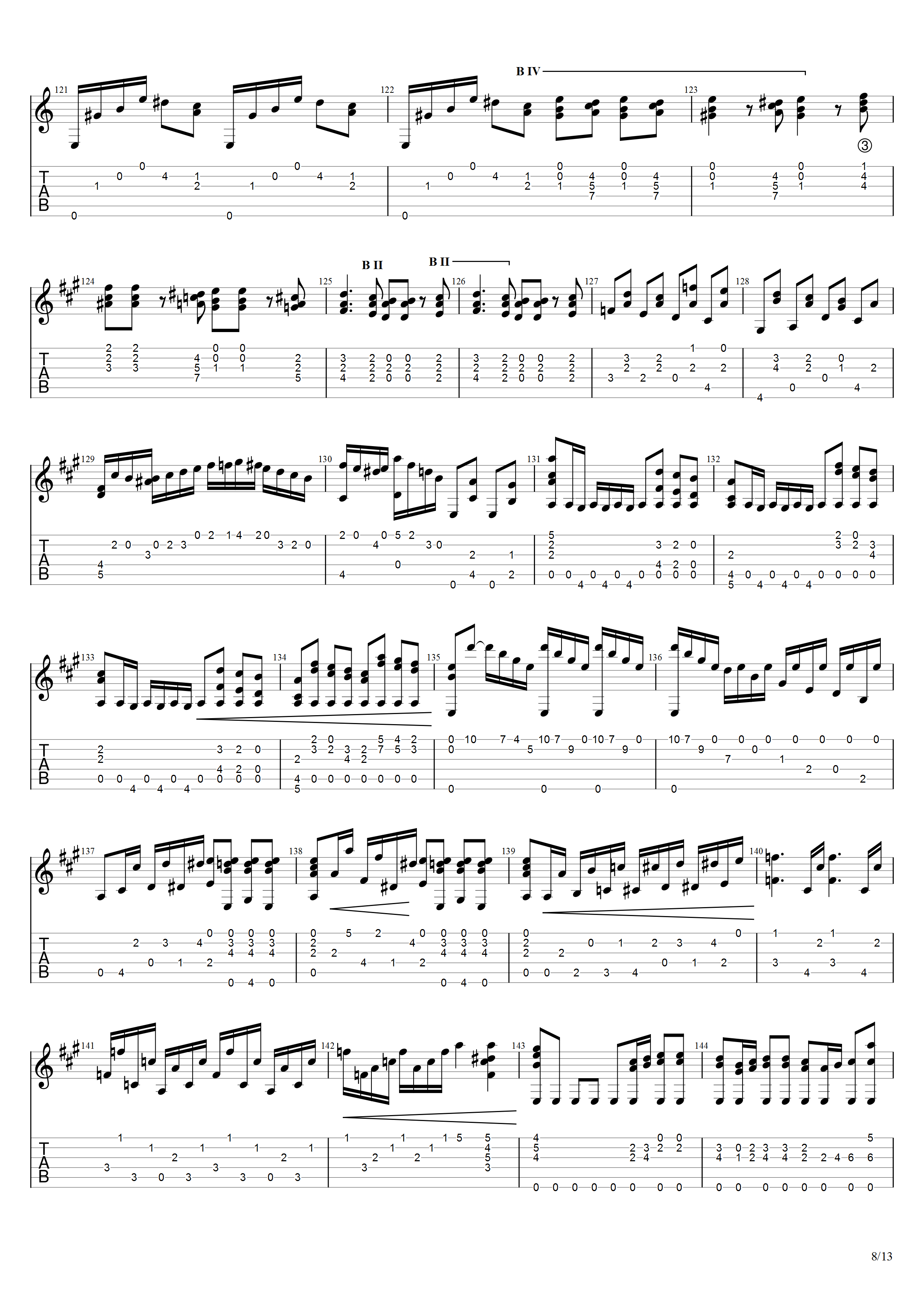 朱利亚尼《大序曲》吉他谱C调吉他指弹独奏谱_考级九级