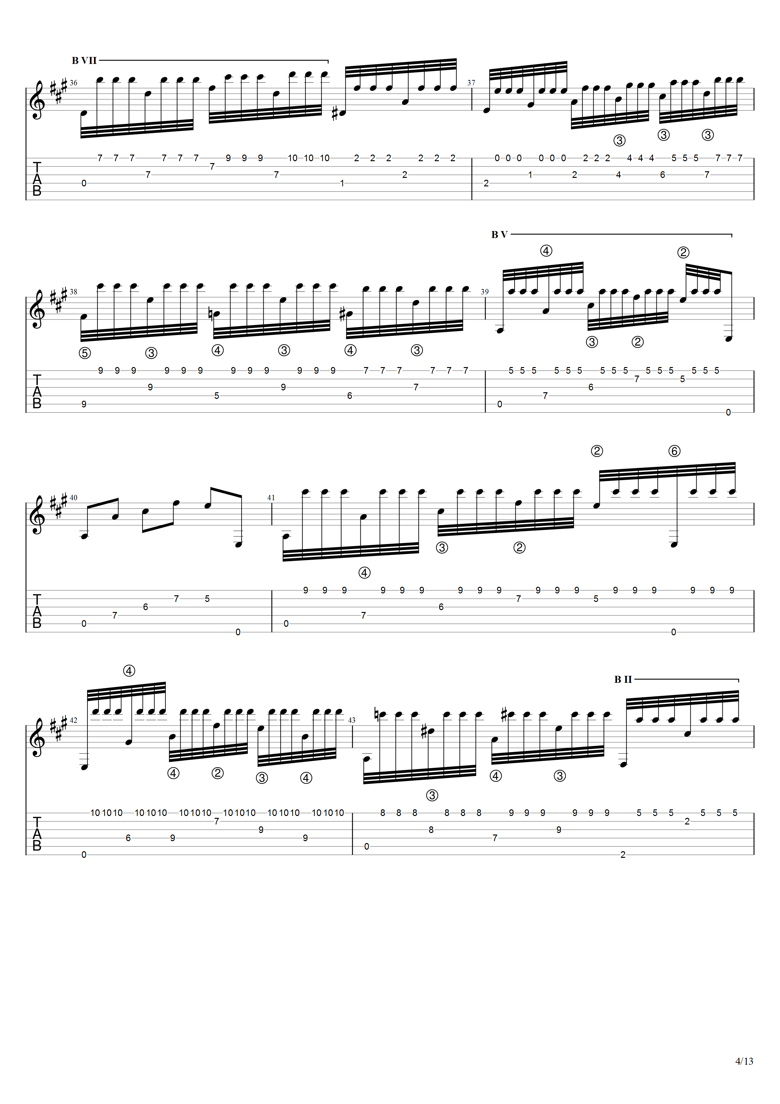 巴里奥斯《沉思》吉他谱C调吉他指弹独奏谱_考级十级